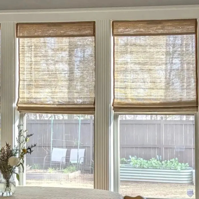 Natural Ramie Bamboo Woven Window Shade - Eco-Friendly Coconut Fiber Blinds for Living Room, Bedroom & Patio - Light Filtering & UV Protection