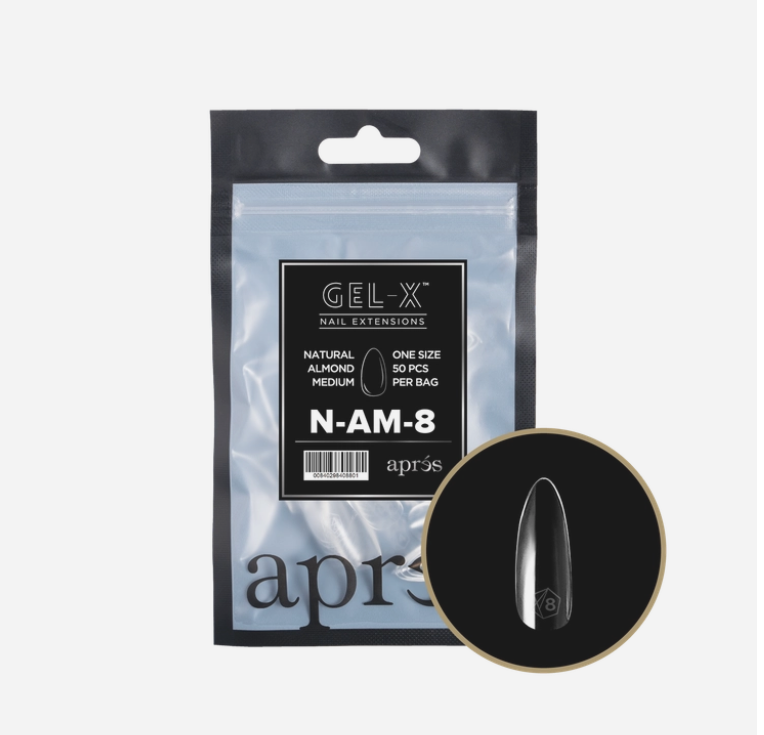 Apres Gel X Refill Tips 2.0 - 50pcs Natural Medium Almond Nail Extensions for Salon & DIY Manicure at Home
