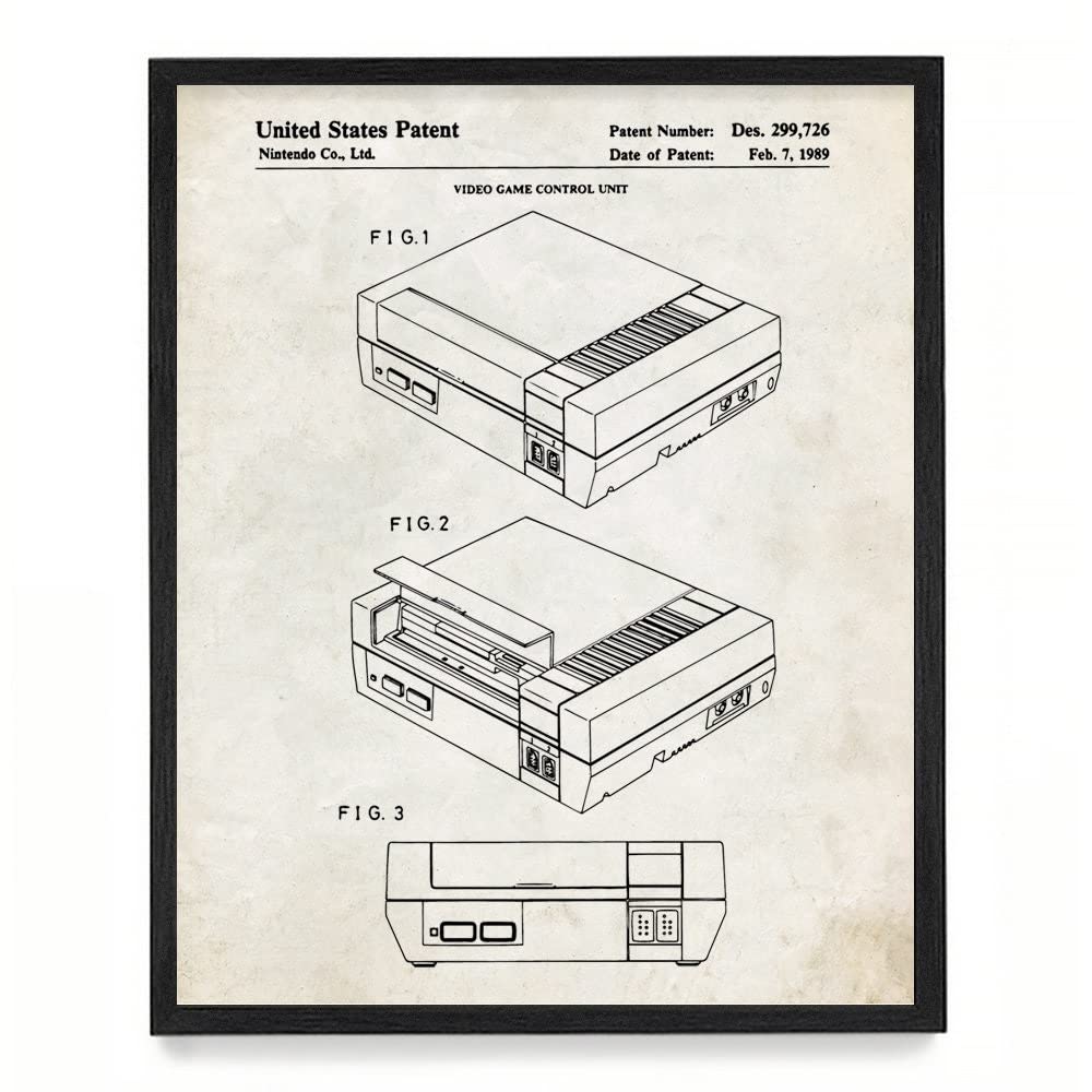Vintage Nintendo NES Patent Poster Print - Retro Video Game Wall Art Decor - Perfect for Gamers Room, Man Cave & Home Office - 8x10 Unframed Artwork - Great Gift for Nintendo Fans & Collectors