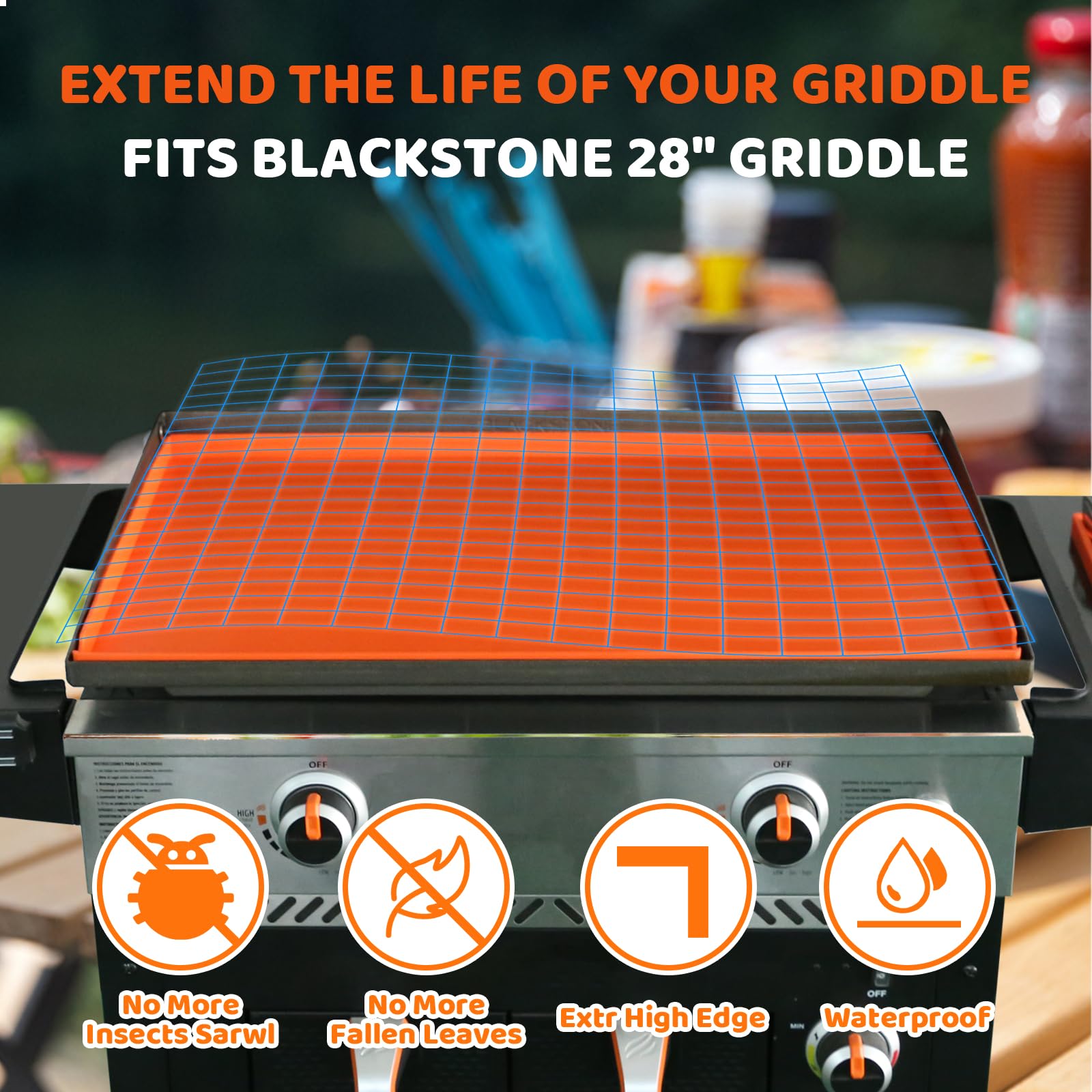 Utheer 28 Inch Heavy Duty Food Grade Silicone Griddle Mat & Spatula Mat for Blackstone Griddle - All Season Cooking Protective Grill Cover - Perfect for Outdoor BBQ, Camping, and Backyard Cooking