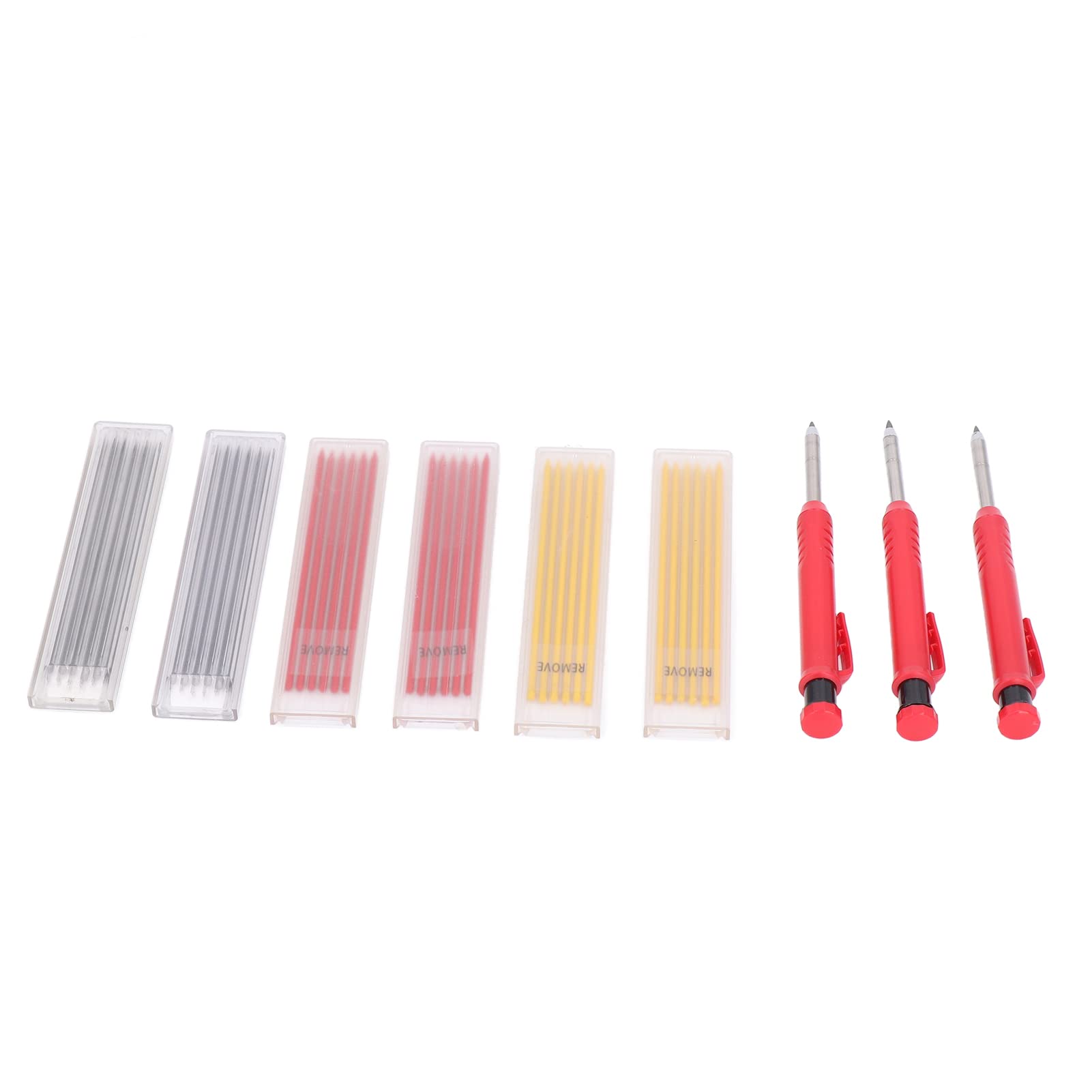 2.8mm Large Diameter Carpenter Pencils - 39Pcs Multi-Color (Red, Yellow, Black) with Clip Design for Easy Drawing & Marking - Perfect for Woodworking, Construction & DIY Projects