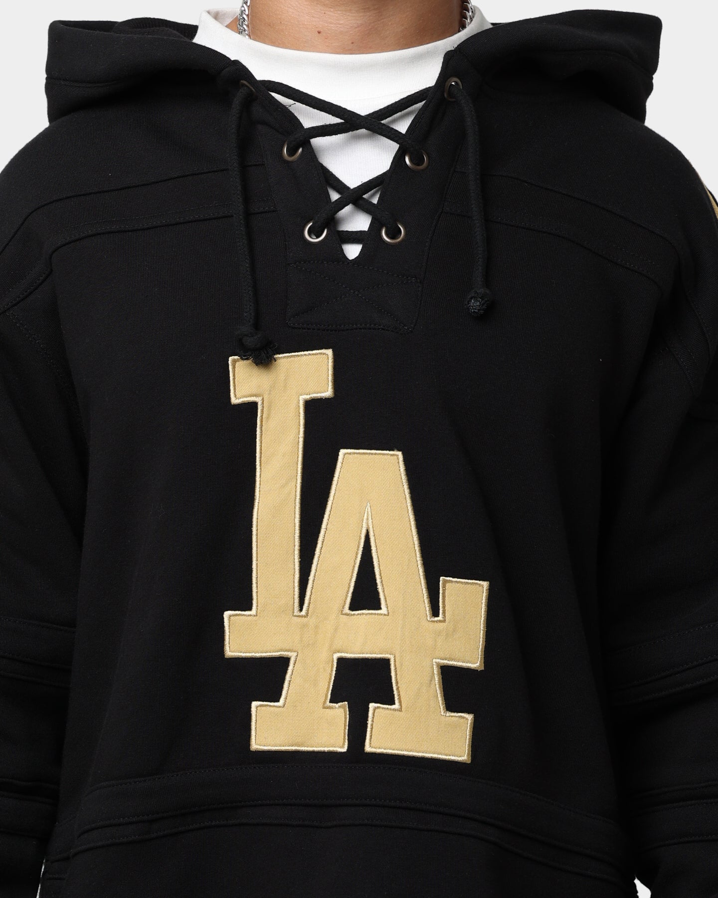 47 Brand Los Angeles Dodgers Superior Lacer Hoodie Black/Gold - Men's Baseball Fan Zip-Up Jacket for Casual Wear & Game Day Outfits