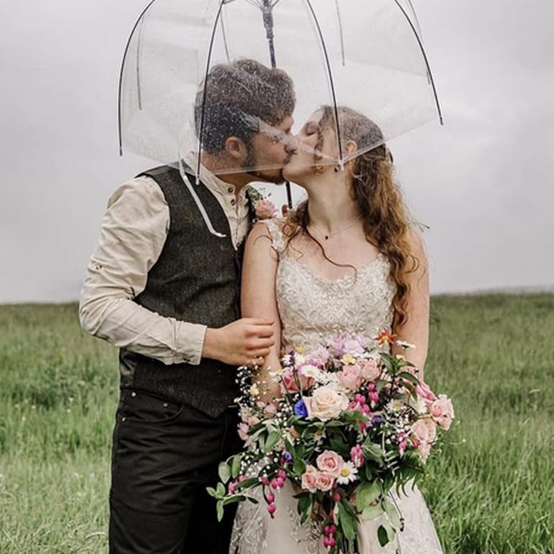 Clear Bubble Umbrella for Adults - Large Rainproof Canopy with Automatic Open - Transparent Windproof Umbrella for Rain - Perfect for Weddings, Graduation, Outdoor Events & Daily Commute
