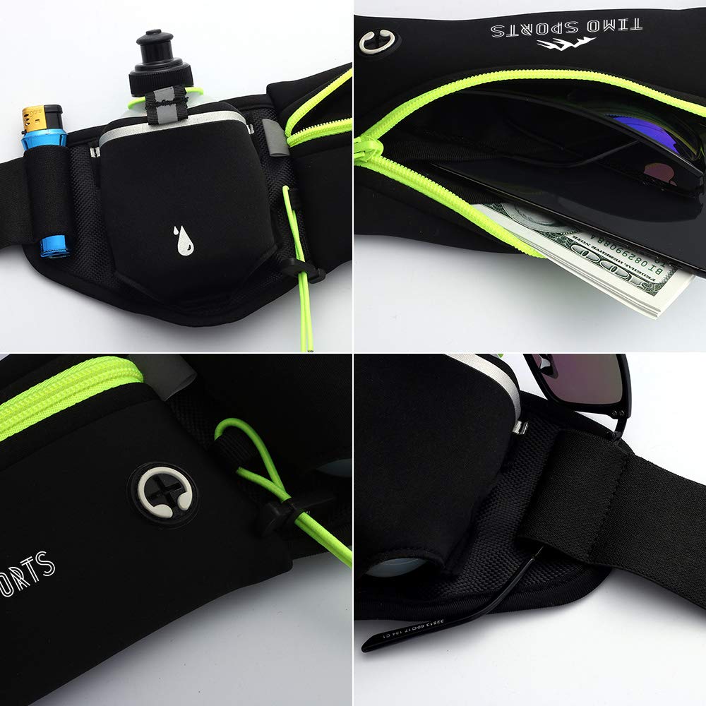 Adjustable Running Hydration Belt with 2 6oz Water Bottles - Lightweight Waist Pack for Jogging & Hiking - Fits iPhone & Android Phones Up to 6.5