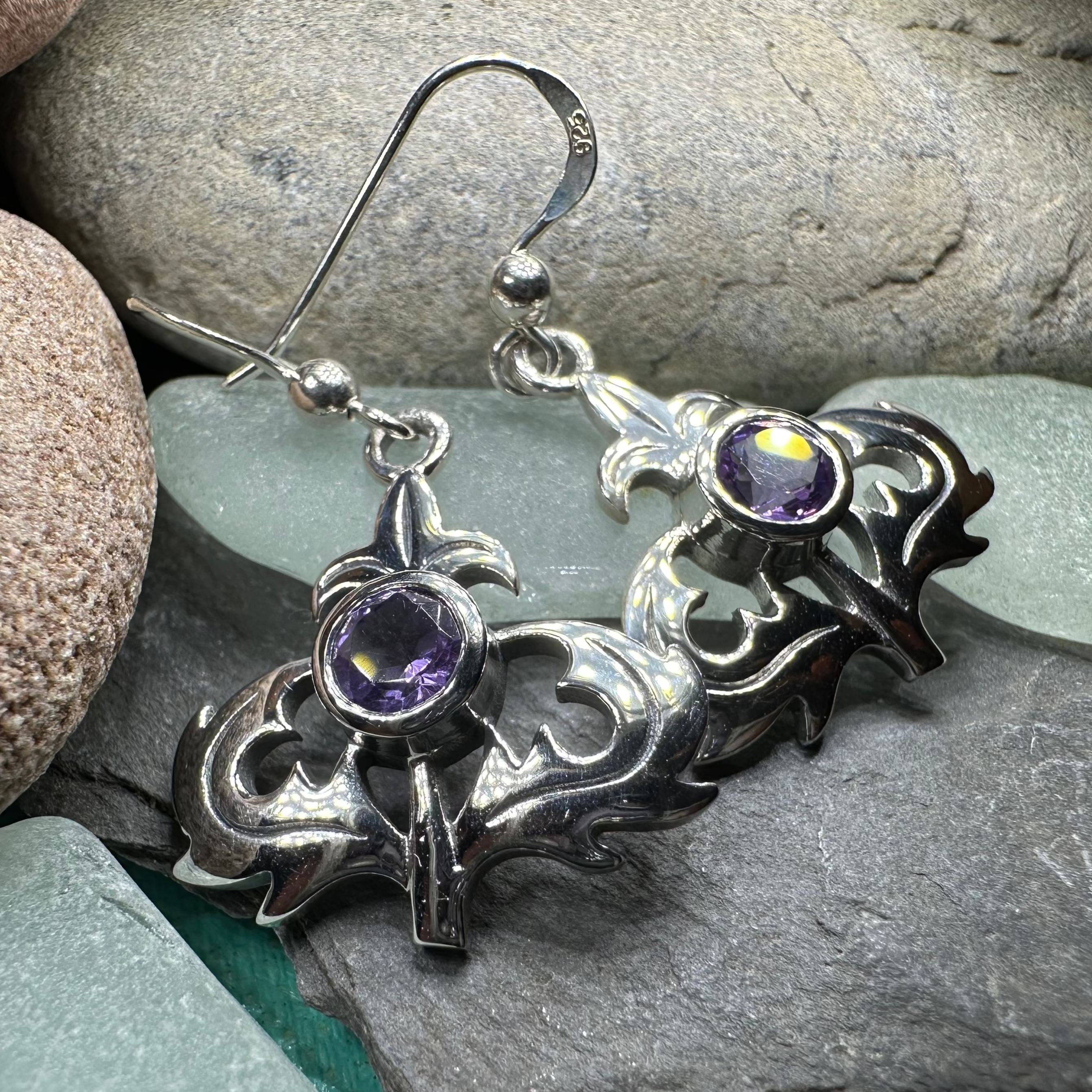 Amethyst Thistle Earrings for Women - Elegant Purple Gemstone Stud Earrings - Perfect for Everyday Wear, Gift Giving & Special Occasions