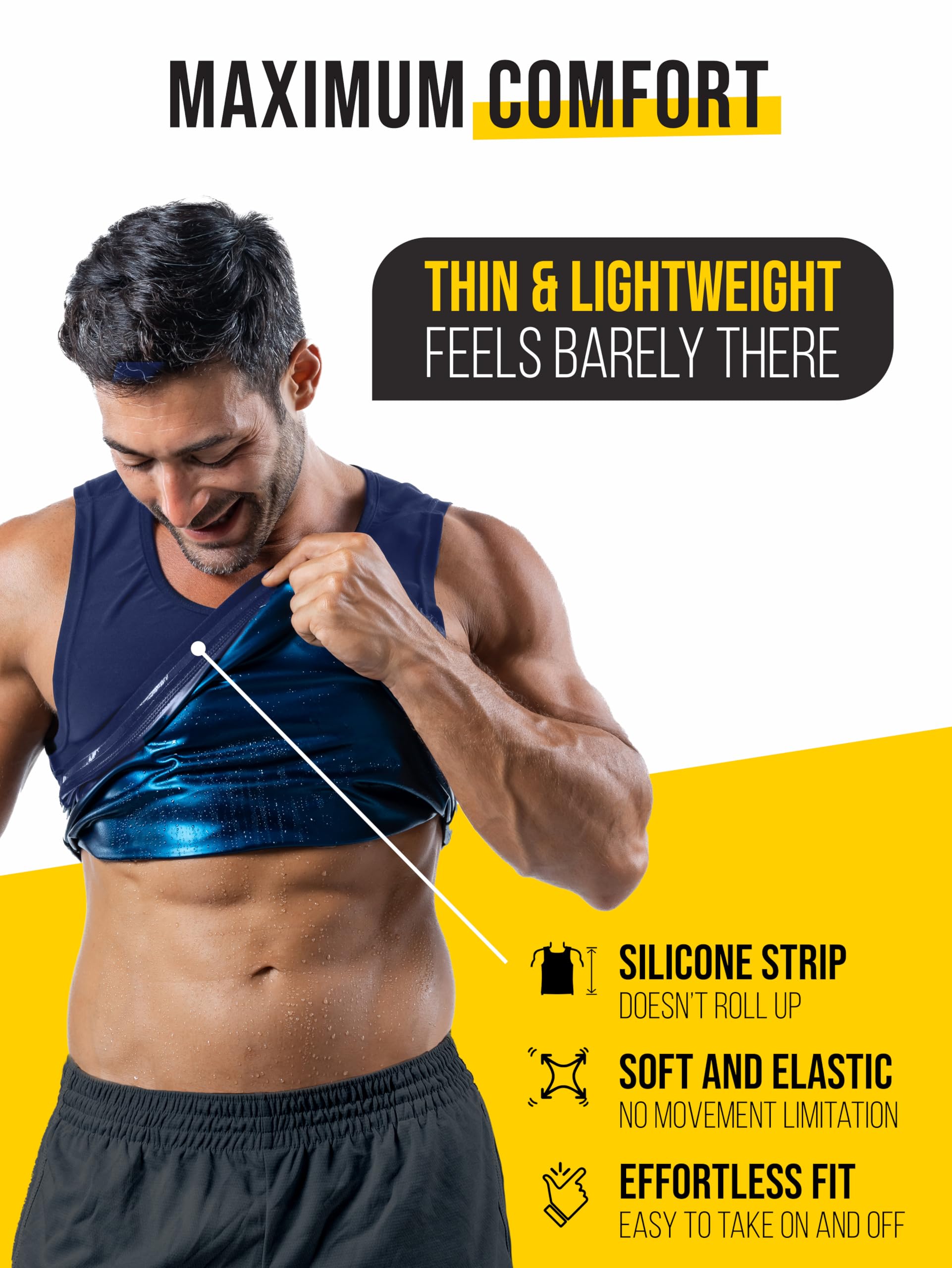 Men's Weight Loss Sauna Vest with Sweat & Compression Technology - Thermal Workout Vest for Men, XS to 7XL - Ideal for Gym, Running & Home Fitness Training