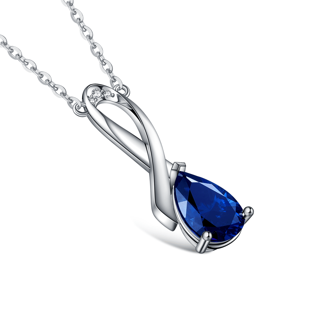 Elegant Blue & Pink Sapphire Necklace with Silk Ribbon - Perfect for Weddings, Anniversaries & Romantic Gifts
