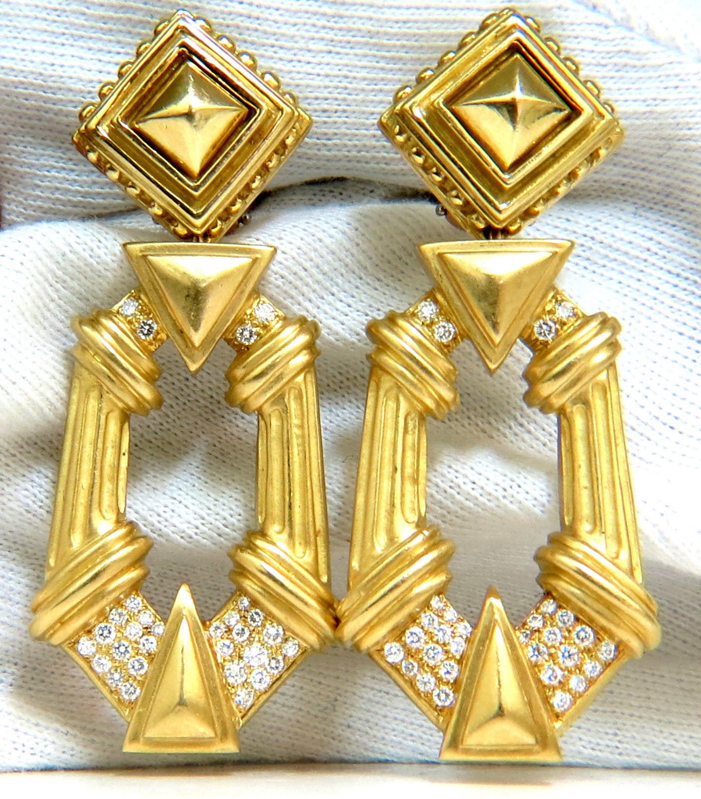 18K Byzantine Diamond Door Knocker Earrings by ESTI FREDERICA - Luxury Statement Jewelry for Women, Perfect for Weddings, Parties & Special Occasions