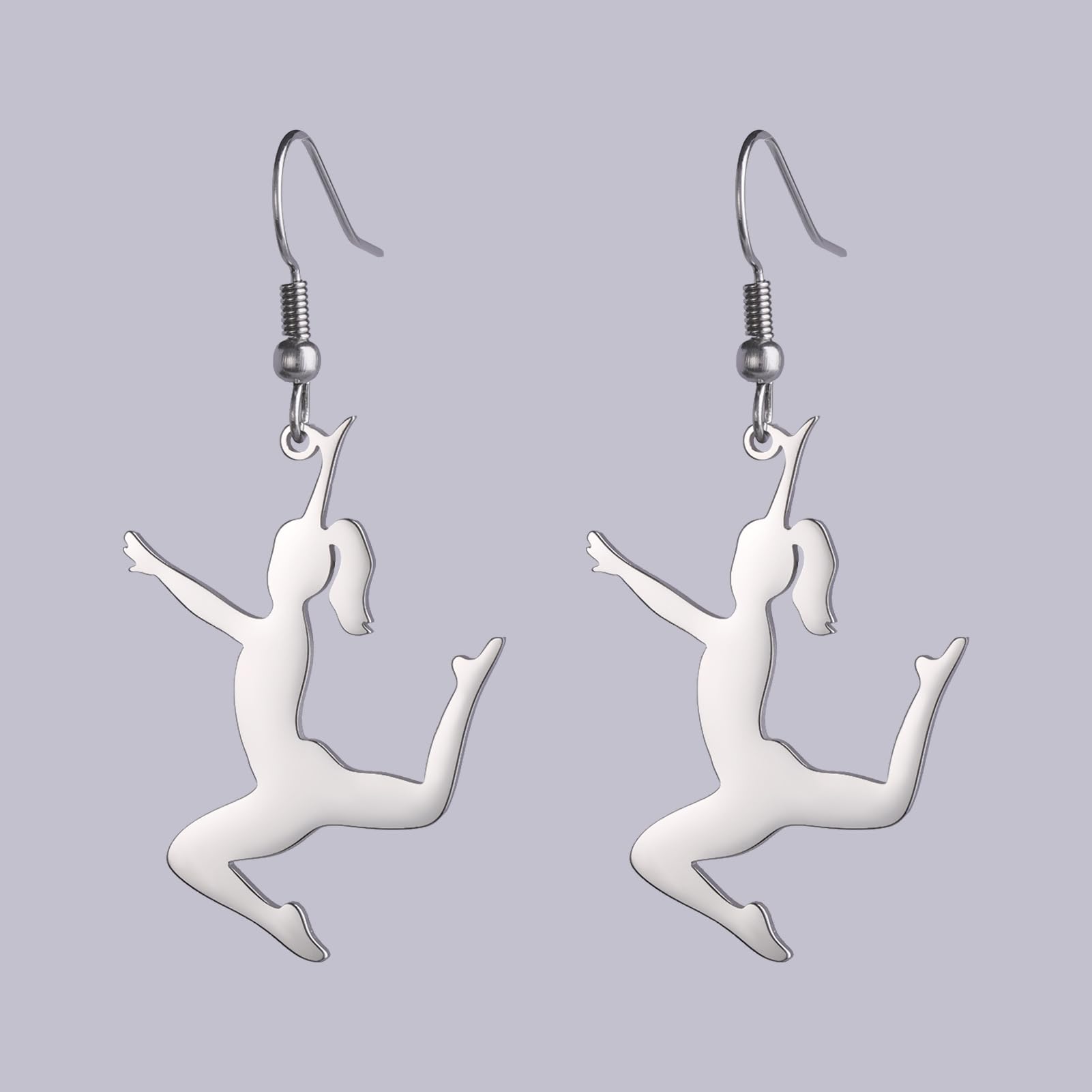 Amaxer Heart-Shaped Gymnastics Earrings for Girls - Dangle Drop Jewelry Gift for Gymnast Team - Inspirational Sports Jewelry for Competitions, Training & Performance