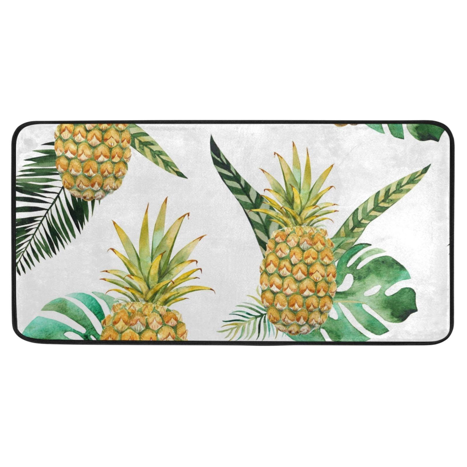 Non-Slip Kitchen Rug Mats 39x20 Inch - Tropical Pineapple Design Soft Bathroom Doormat & Runner for Home Decor - Perfect for Kitchens, Bathrooms & Entryways