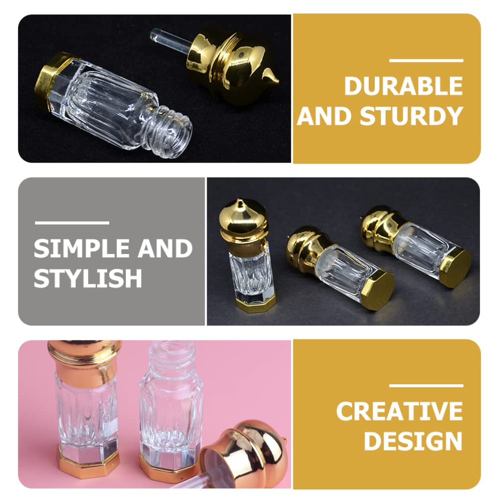 EXCLUZO 2-Pack 3ML Portable Refillable Fine Mist Spray Bottles - Travel Size Empty Perfume & Essential Oil Atomizer - Golden (Perfect for DIY Beauty, Aromatherapy & On-The-Go Use)