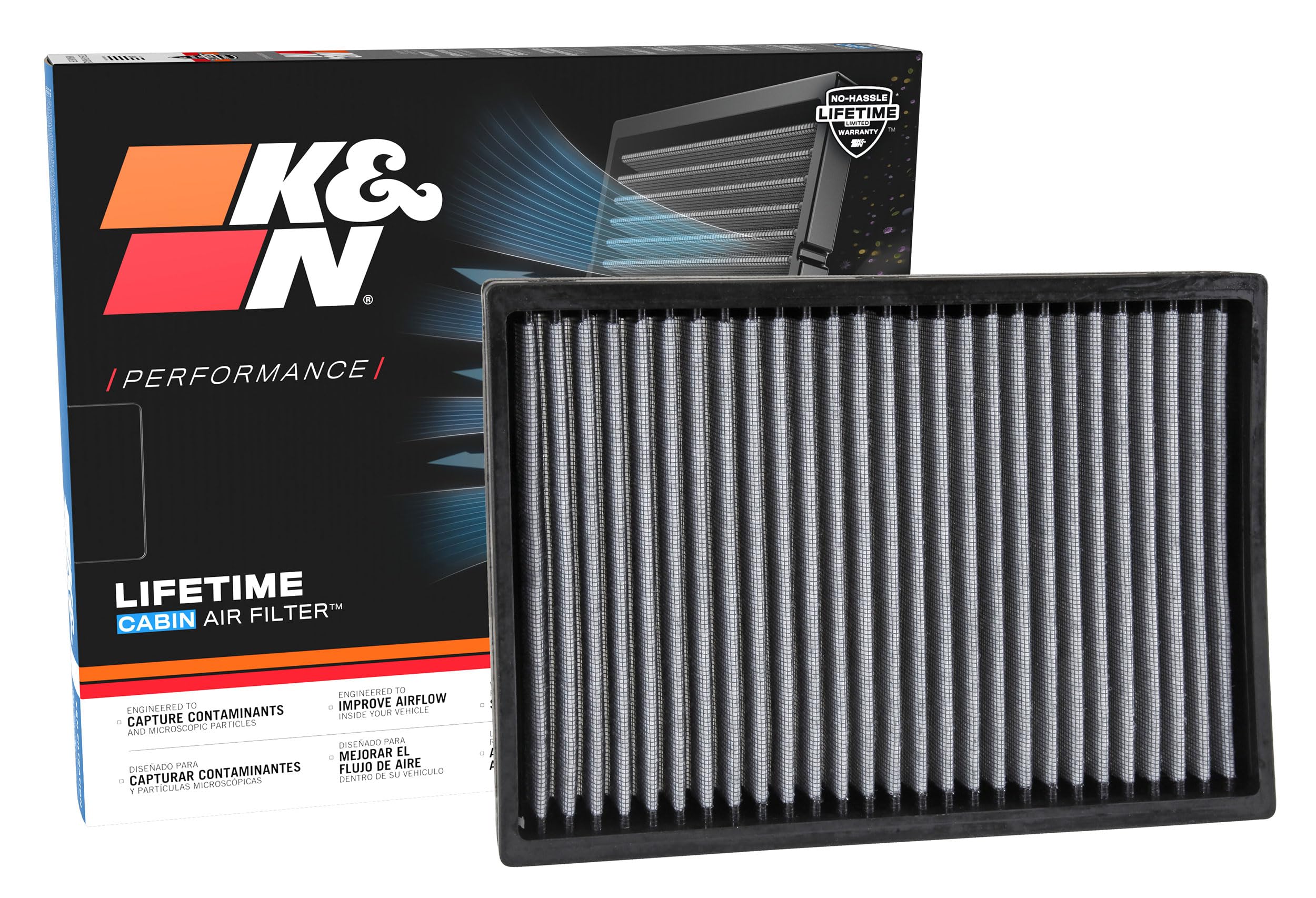 K&N Lifetime Washable Cabin Air Filter VF2027 - Premium Replacement for 2011-2021 Dodge/Chrysler (Challenger, Charger, 300, 300C) | Improves Air Quality & Reduces Allergens | Perfect for Daily Commutes & Road Trips