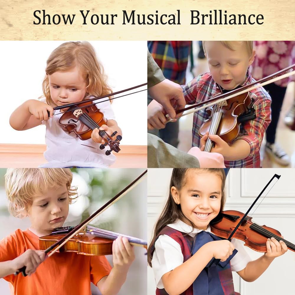Best 1/8 Violins for Kids Ages 3-5 - Premium Maple & Spruce Wood with Ebony Fittings - Perfect Beginner Violin Gift for Young Musicians - Ideal for Music Lessons, Practice & Early Childhood Education