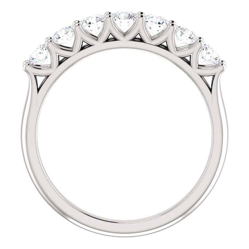 1/2 Carat Lab-Grown Diamond Wedding Ring - 7 Stone 14K White Gold Band for Women - Perfect for Engagement, Anniversary & Bridal Jewelry