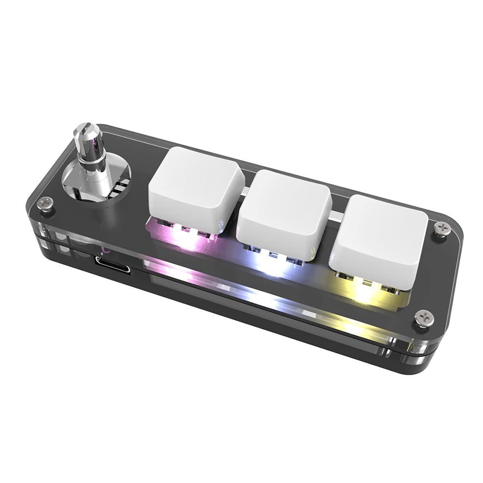 RGB 3-Key Programmable Mechanical Keypad - Custom Macro Gaming Keyboard with Knob for Copy/Paste | Perfect for Gaming, Programming & Office Work