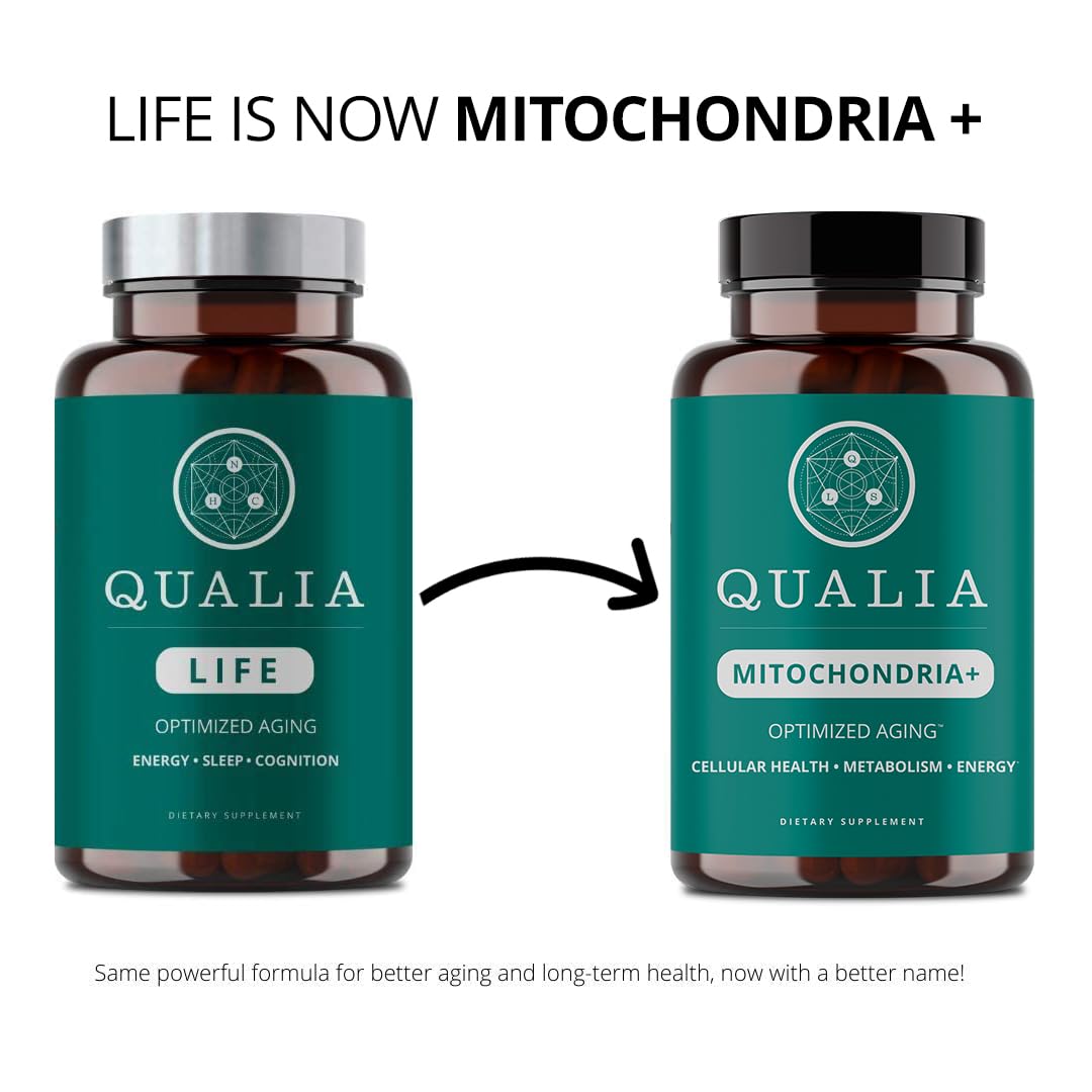 Qualia Mitochondria+ (Formerly Qualia Life) - Advanced NAD+ Supplement for Cellular Energy, Metabolism & Repair | 160 Capsules (1 Month Supply) | Supports Healthy Aging with Resveratrol & 35+ NAD Boosters | Ideal for Anti-Aging, Energy Support & Cellular Health