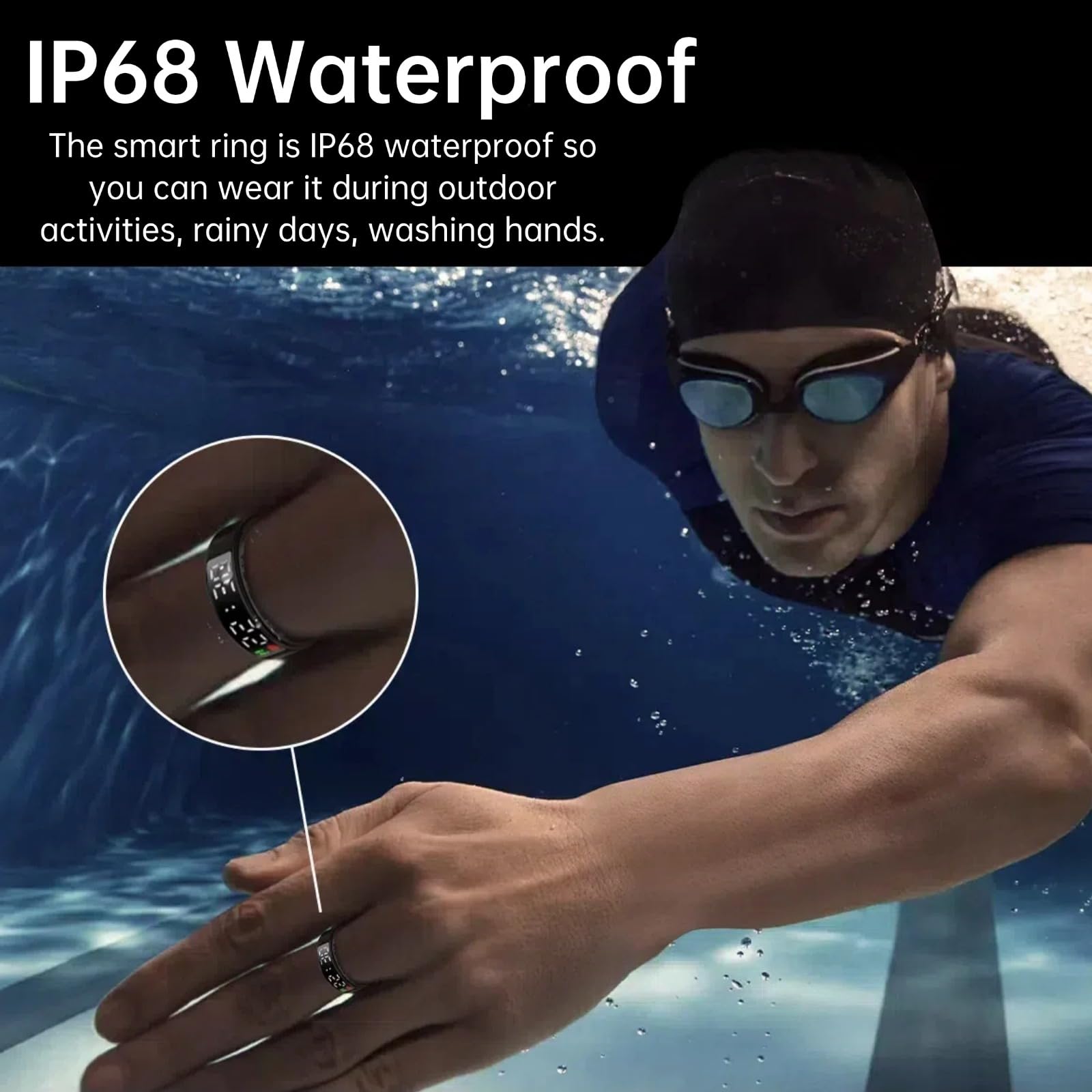 Smart Fitness Ring with Heart Rate & Sleep Tracker - IP68 Waterproof for Active Lifestyles
