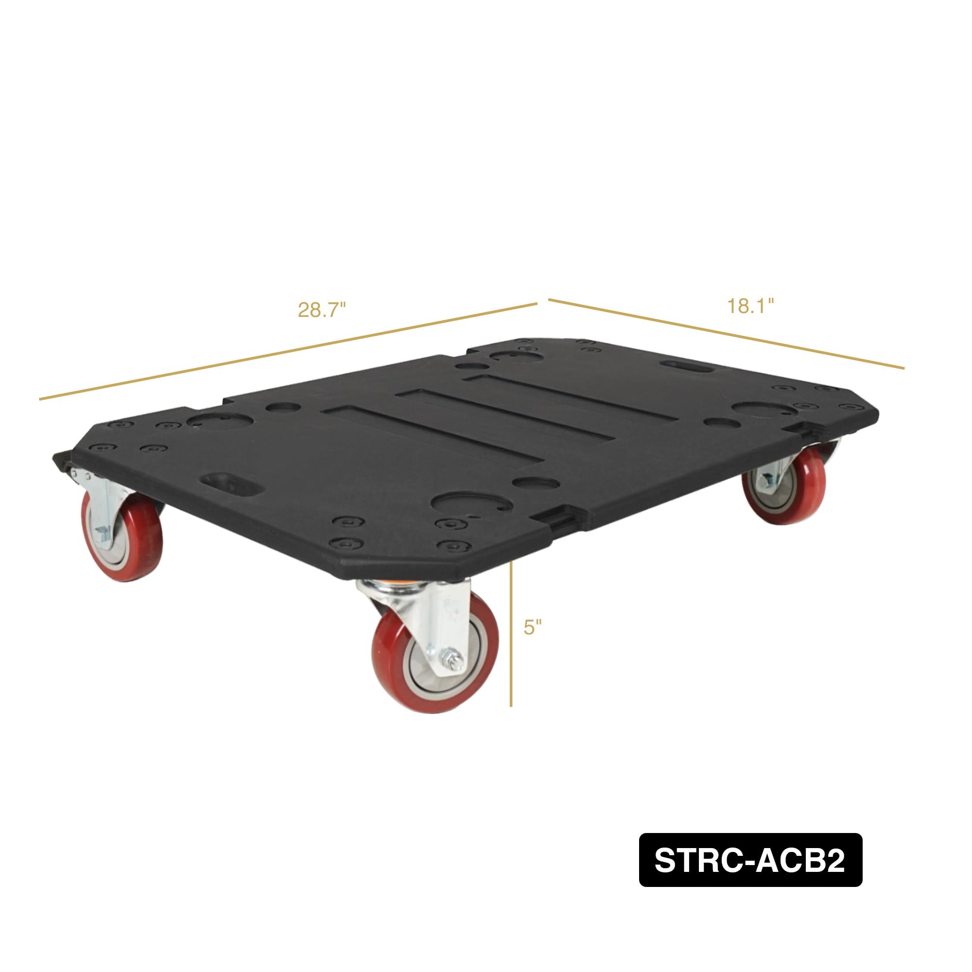 Sound Town STRC-ACB2 Plywood Caster Board with 4-Inch Wheels & Brakes - Heavy Duty Mobile Base for Audio Rack Cases | Perfect for Studio Equipment, DJ Gear & Road Cases Transport