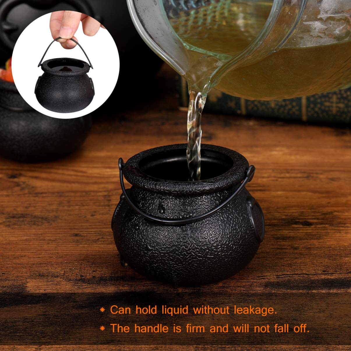 12 PCS Halloween Black Cauldron Candy Buckets - Mini Witch Kettle Treat Containers for Kids Party Favors, Trick or Treat, Classroom Prizes & Halloween Decorations