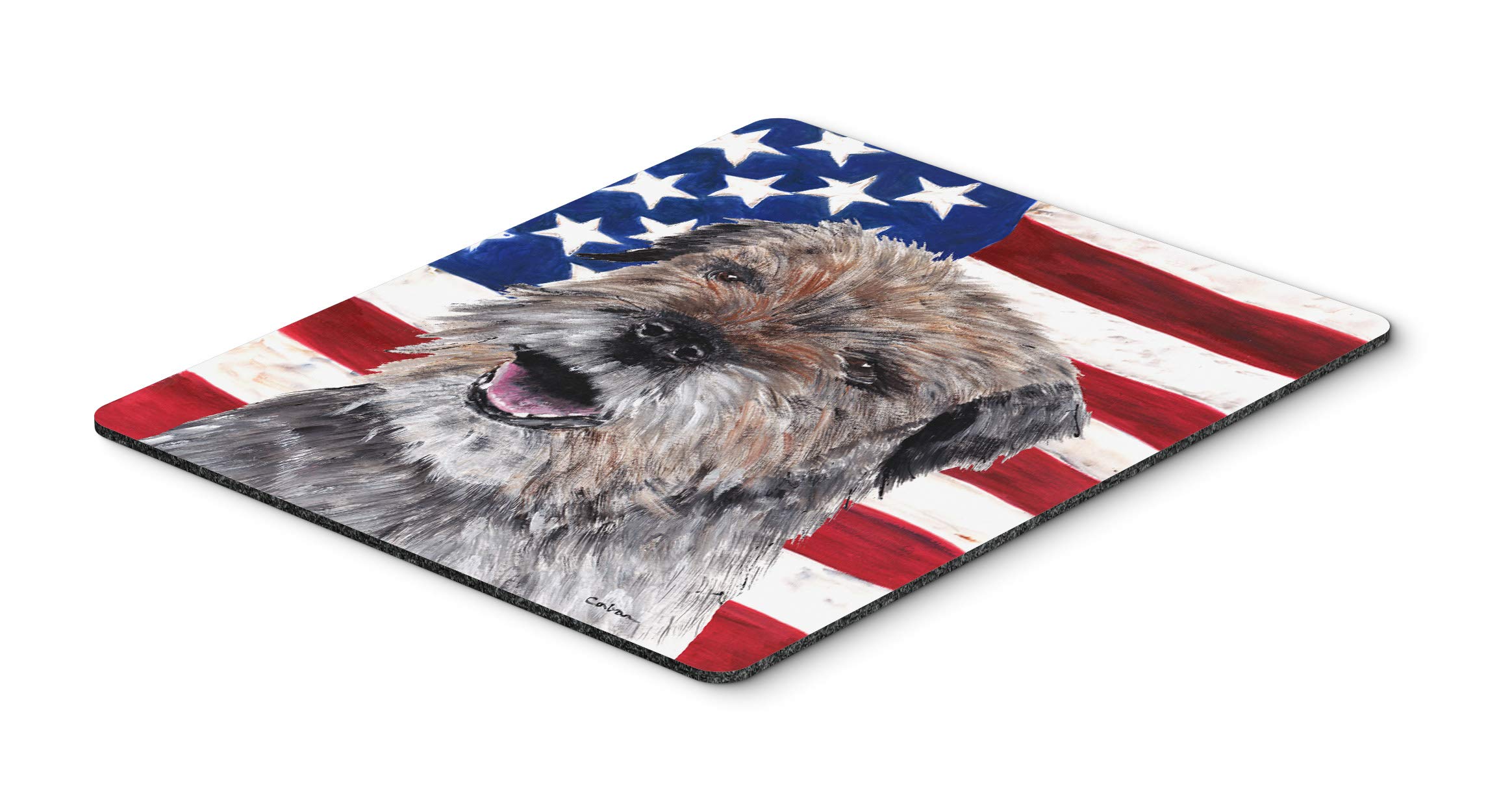 Border Terrier with American Flag Mouse Pad - Large Washable Non-Slip Desk Mat for Home Office, Gaming & Computer Work | Perfect for Laptop Users & PC Enthusiasts | Great Gift for Dog Lovers