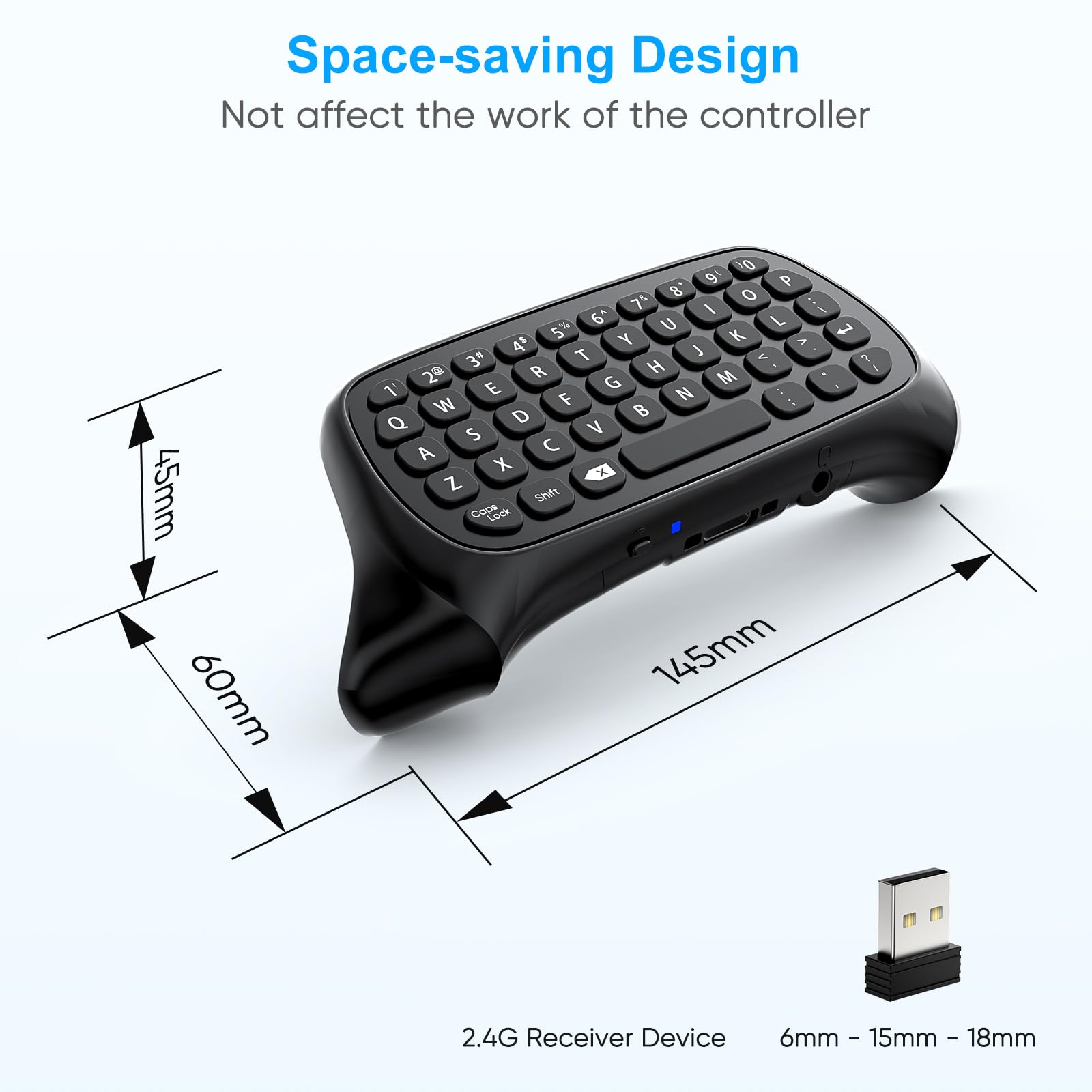 Wireless Gaming Keyboard for Xbox Series X/S, One/One X/S & Elite Controllers - Chatpad with USB Receiver & Audio Jack - Perfect for Messaging & Voice Chat (Controller Not Included) - Black - Ideal for Xbox Gaming & Online Communication
