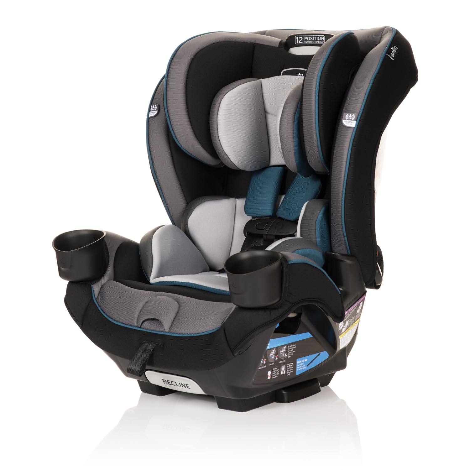 Evenflo EveryKid 3-in-1 Convertible Car Seat for Toddlers & Kids | Rear-Facing, Forward-Facing & Booster Mode | Ontario Gray | Safe & Comfortable for Long Rides & Travel
