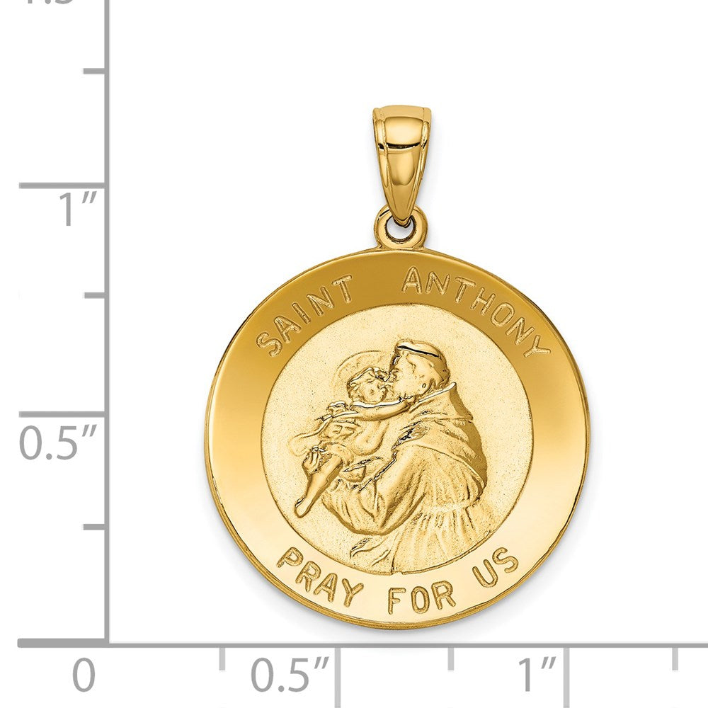 Gold Large Saint Anthony Solid Round Medal Pendant - Model K5657 | Religious Jewelry for Prayer, Protection & Devotion | Perfect for Gifts, Necklaces & Catholic Faith Accessories