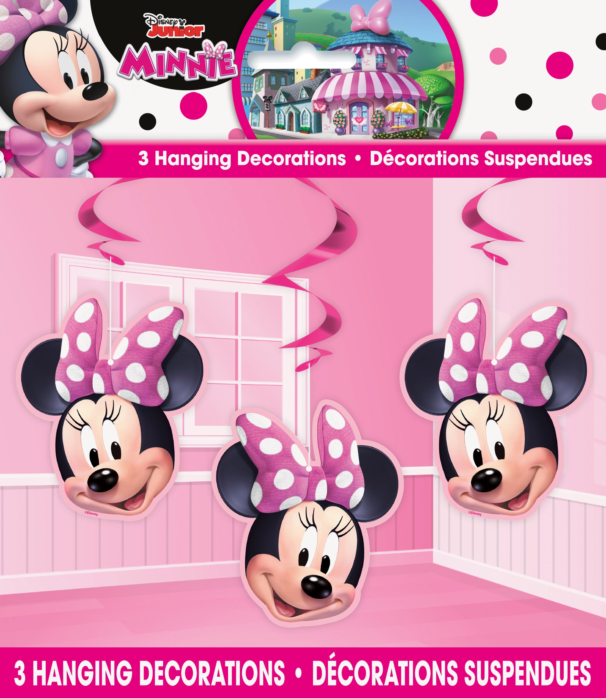 Minnie Mouse Hanging Swirl Decorations - 26 Inch 3-Piece Set for Birthday Parties, Baby Showers & Room Decor