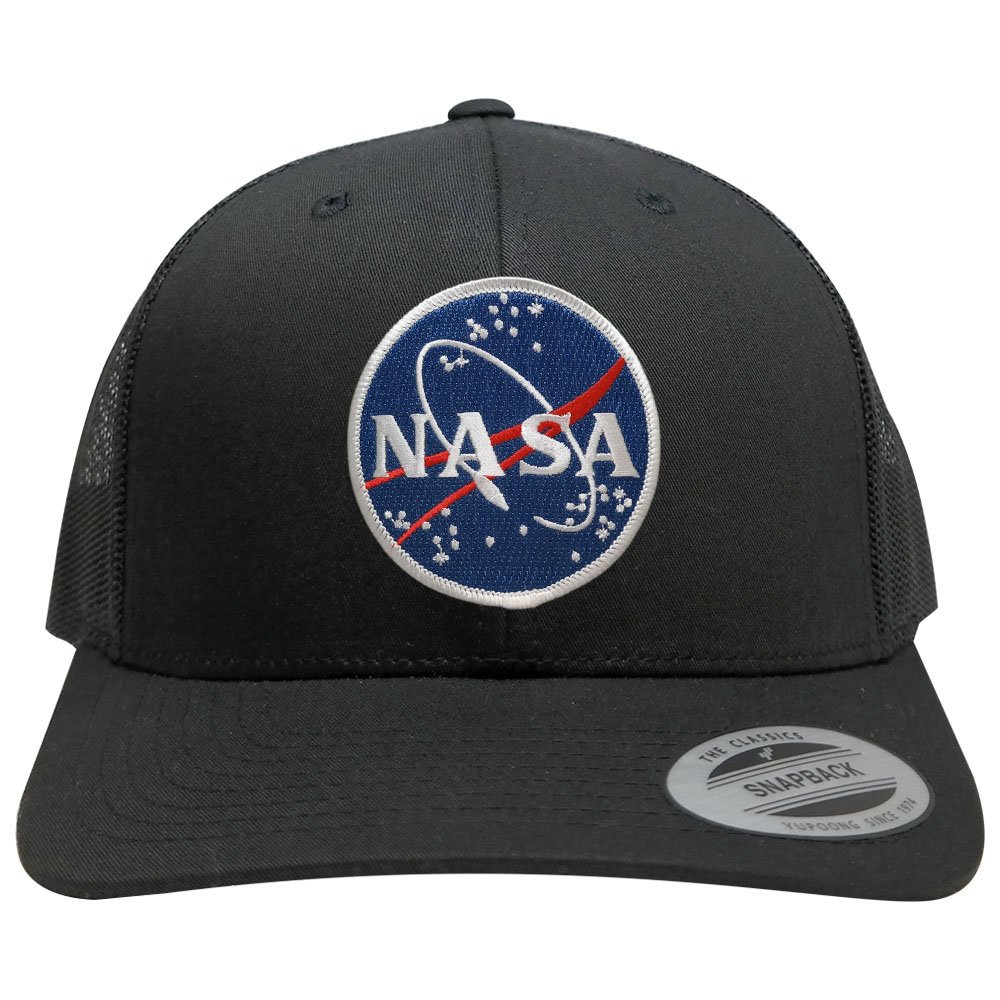 Flexfit NASA Meatball Embroidered Snapback Trucker Mesh Cap - Adjustable Hat for Men & Women - Perfect for Space Enthusiasts, Outdoor Activities & Casual Wear