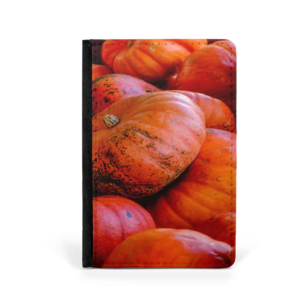 Orange Pumpkin Vegetable Print Flip Wallet - Travel Passport ID Holder & Itinerary Organizer Cover - Perfect for Vacations, Business Trips, and Daily Use