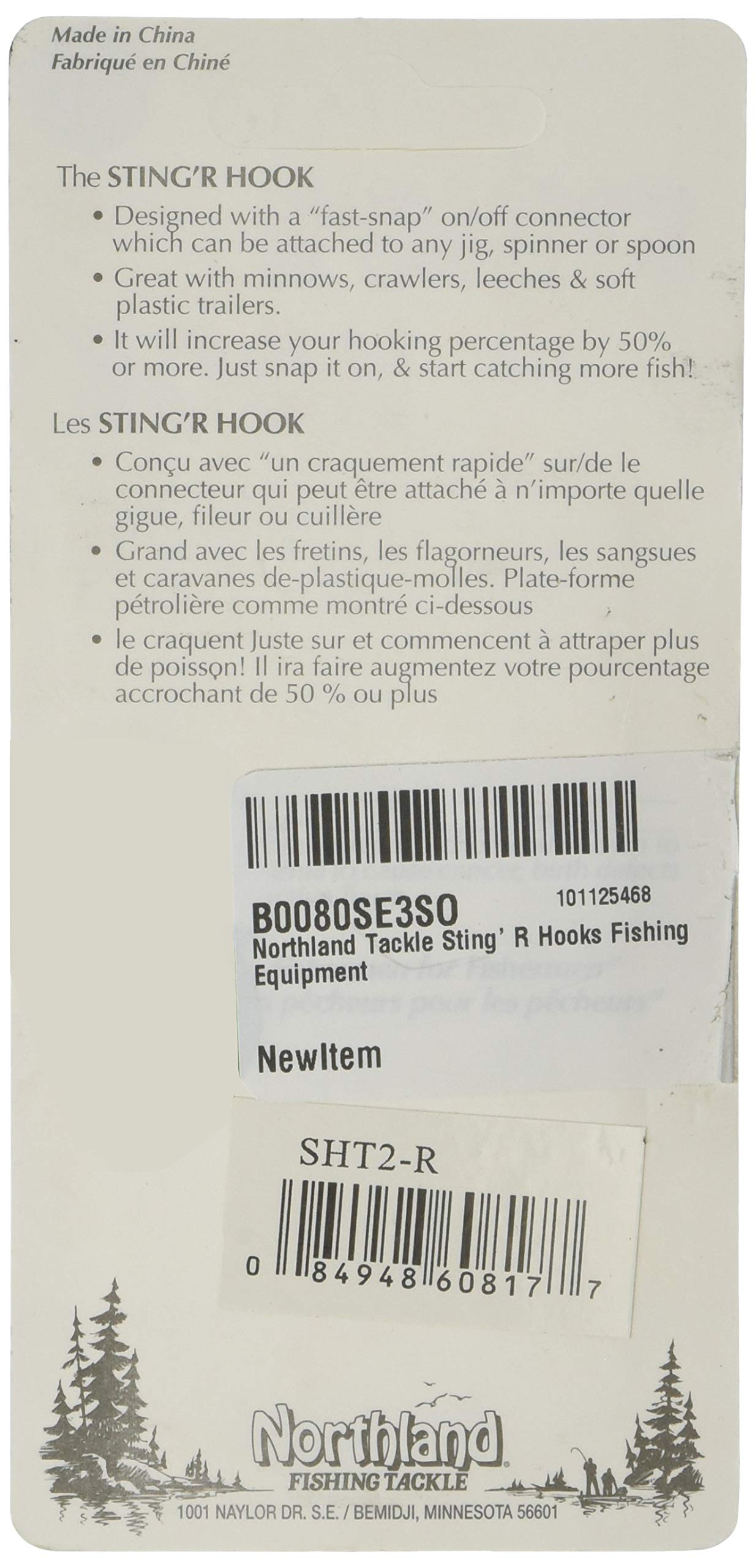 Northland Lethal Sting'r Hook - Walleye Fishing Rig, 3pk (Red, Treble) for Freshwater Angling