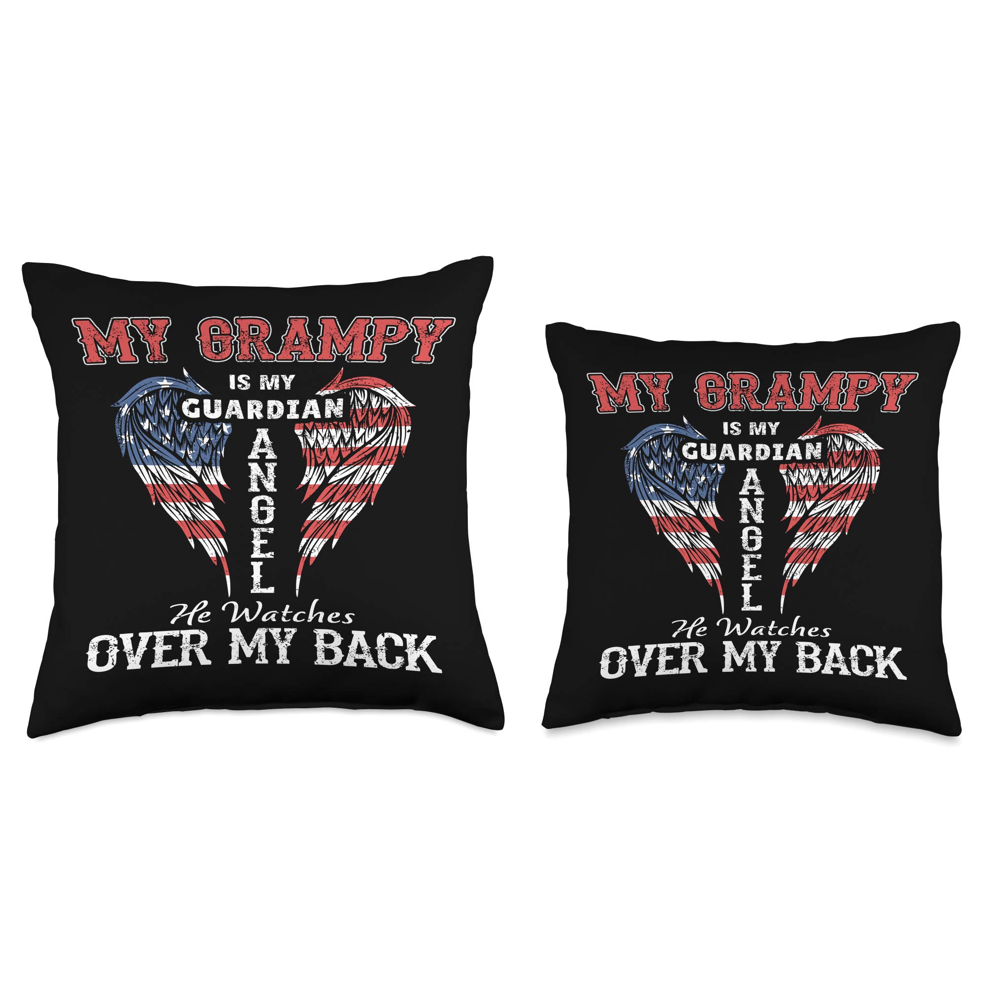 Guardian Angel Throw Pillow - 16x16 Inch Big Red Heart & Angel Wings Design, Father's Day Gift for Grampy - Perfect for Sofa, Bed, or Nursery Decor
