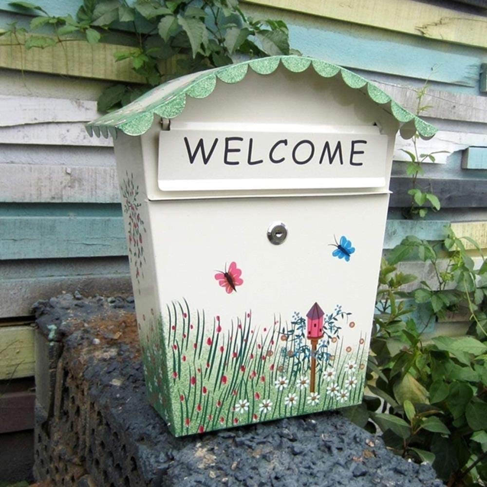 Creative Wall-Mounted Mailbox Postbox - Rustic Painted Office Inbox for Home & Office Decor | Perfect for Mail Organization in Entryway, Living Room or Workspace