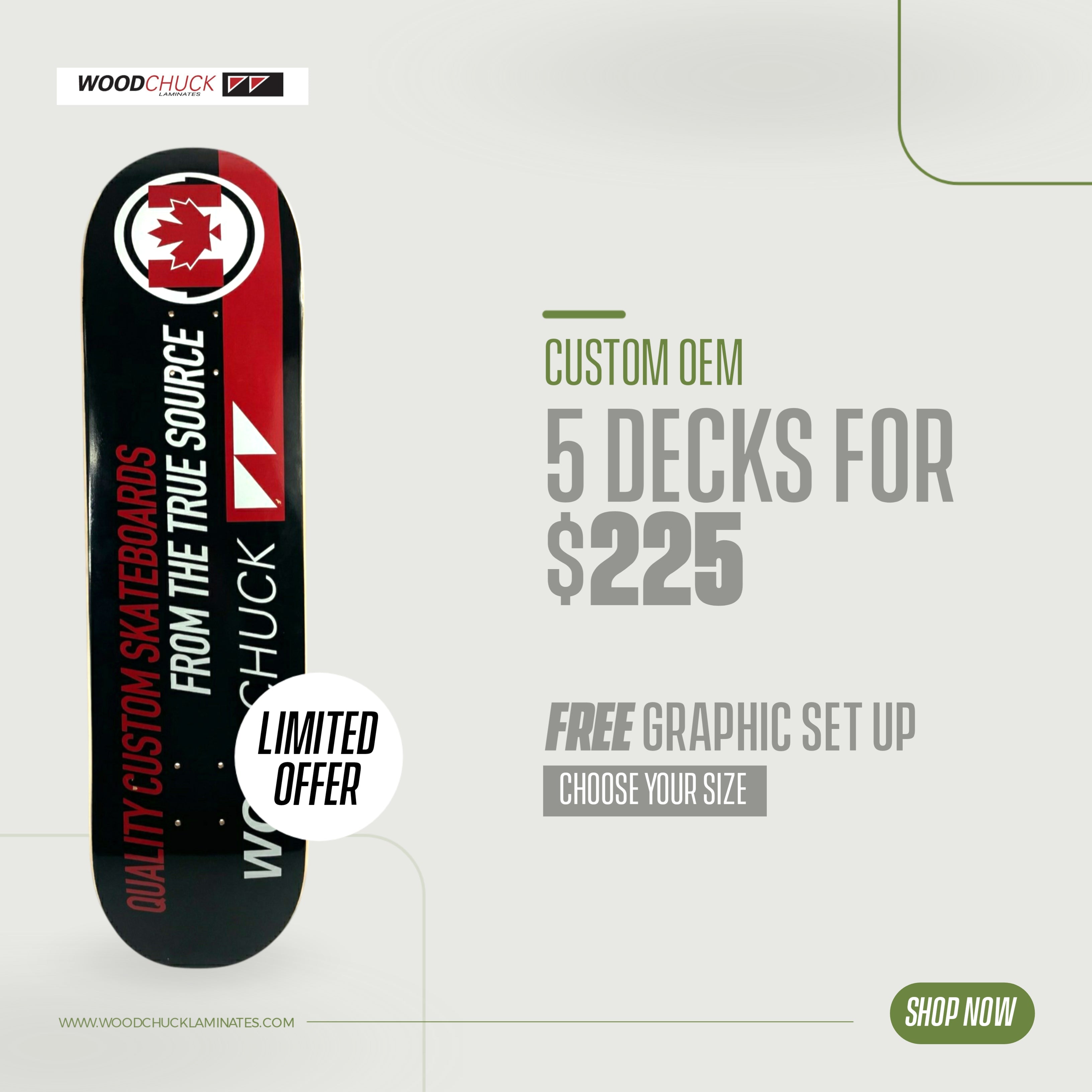 Custom Printed Skateboards - 5 Pack OEM Skateboard Decks for Personalization & Branding | Perfect for Skateboard Shops, Team Sports & Promotional Gifts