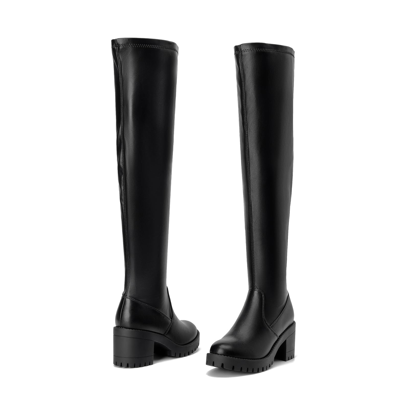 EETTARO Women's Over The Knee Boots - Stretch Thigh High Boots with Chunky Heel & Side Zip, Long Tall Fashion Boots for Party, Night Out & Winter Style