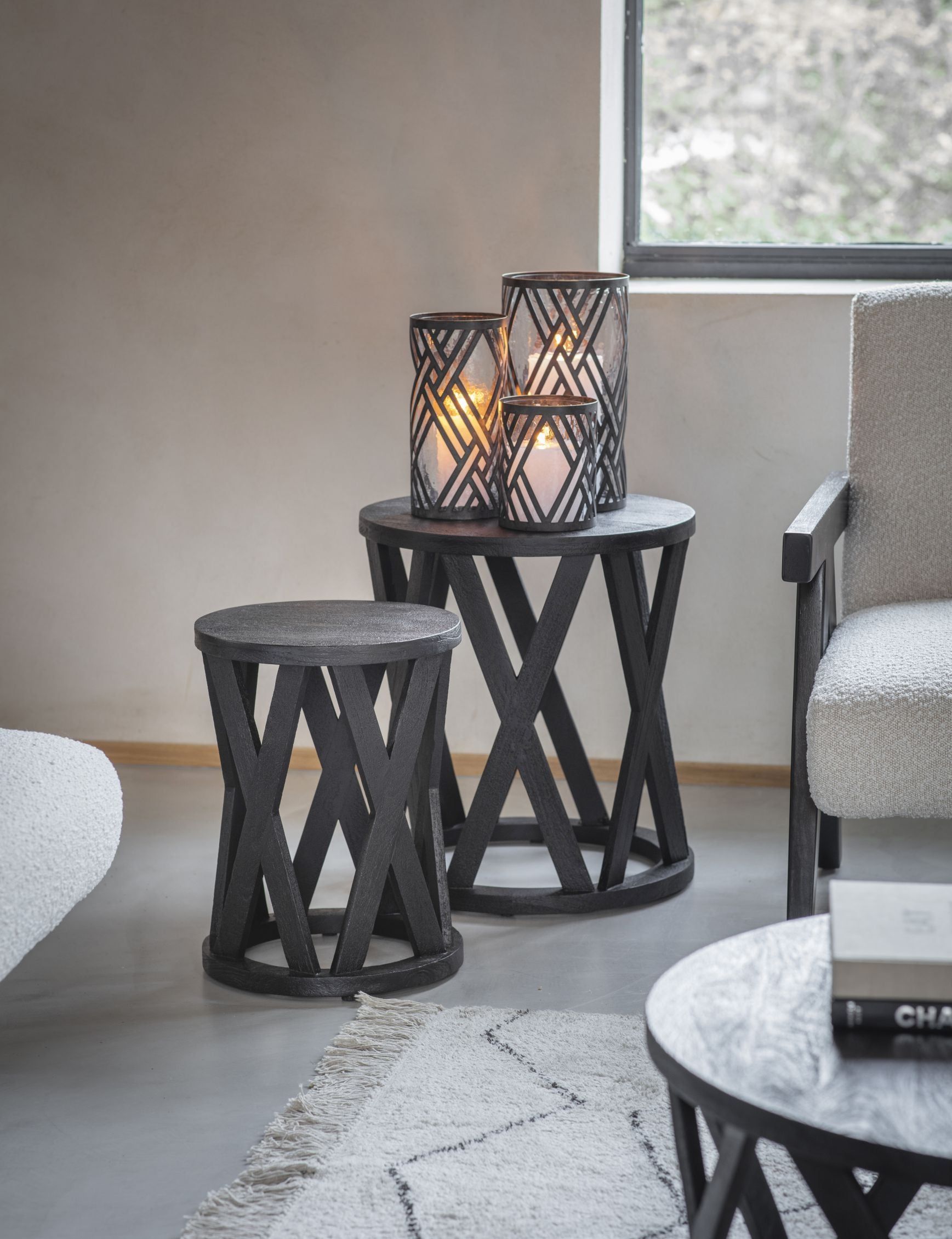 Solid Wood Nesting Side Tables Set of 2 - Modern End Tables for Living Room, Bedroom - Space Saving Furniture for Small Spaces - Cali Collection - Limited Time Offer