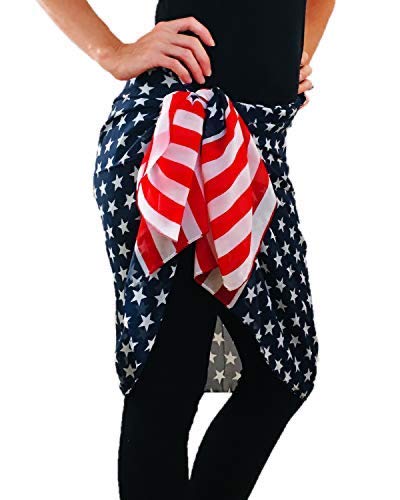 USA American Flag Patriotic Scarf - Red White & Blue Fashion Accessory for Women & Men - Perfect for 4th of July, Veterans Day & Patriotic Events