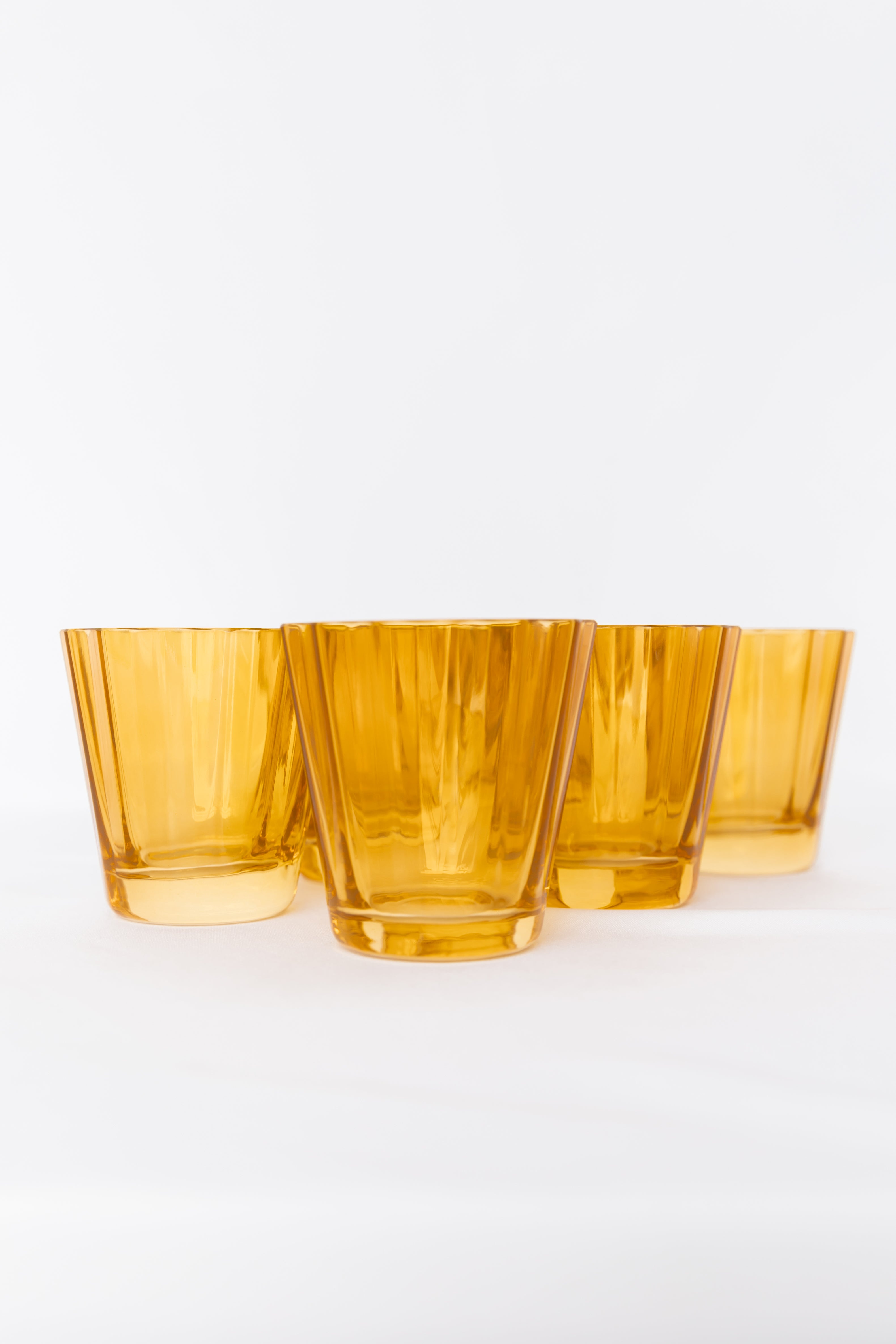 Estelle Colored Sunday Lowball Glasses - Set of 6 Butterscotch Cocktail Glasses for Whiskey, Bourbon & Iced Drinks - Perfect for Home Bars, Parties & Gifts