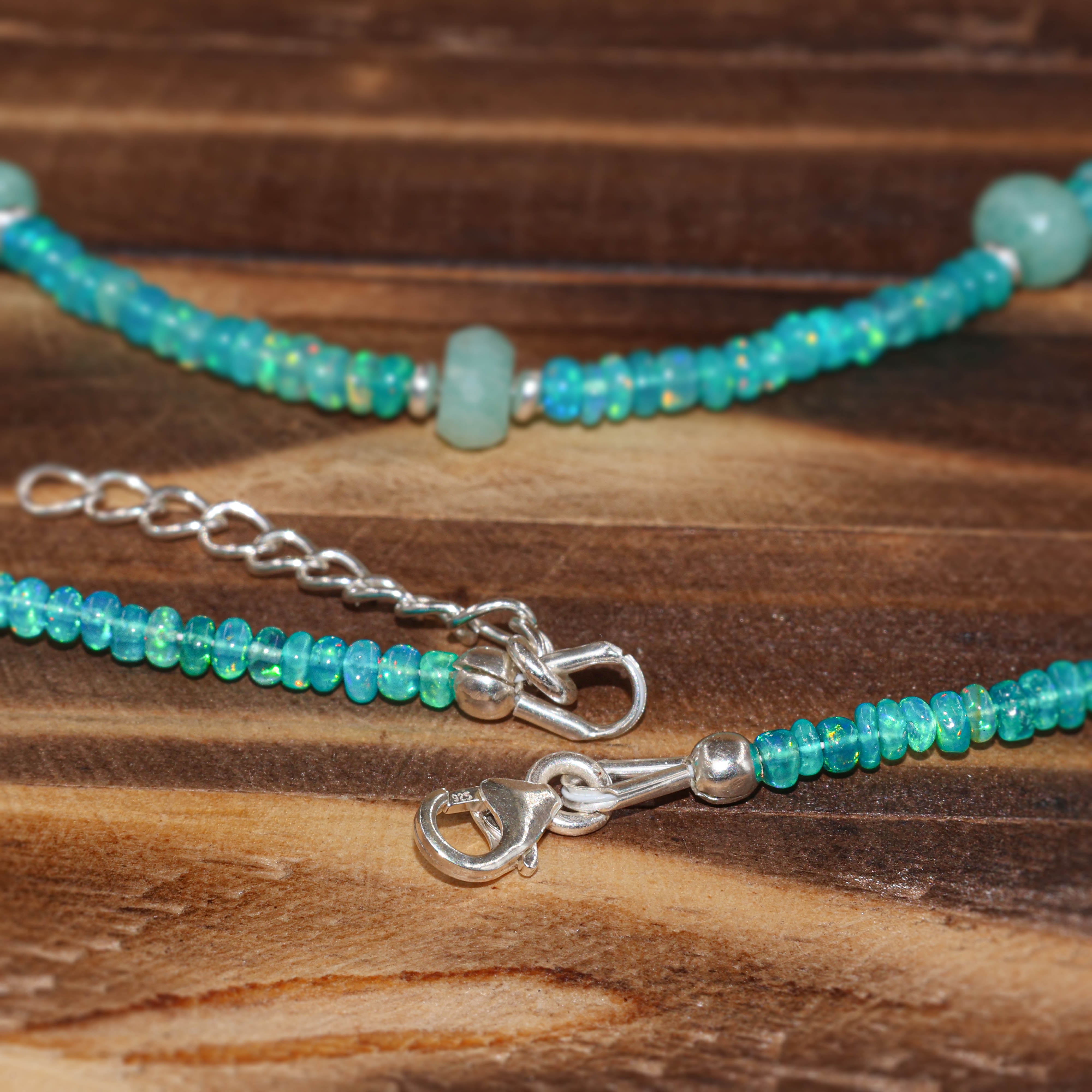 Natural Green Opal and Turquoise Beaded Necklace - Handmade Boho Jewelry for Women, Spiritual Healing Stone Gift for Meditation & Yoga