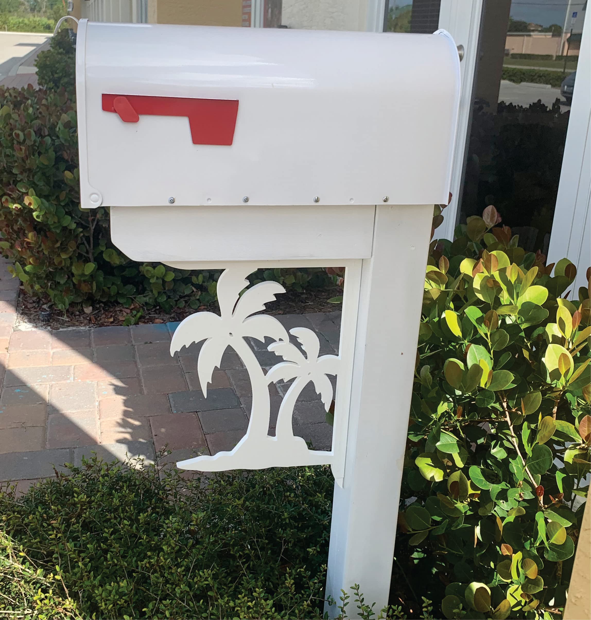 Palm Tree Double Mailbox Bracket - Medium Size 16x12 Inches - Durable Outdoor Mailbox Holder for Beach House, Garden & Coastal Decor