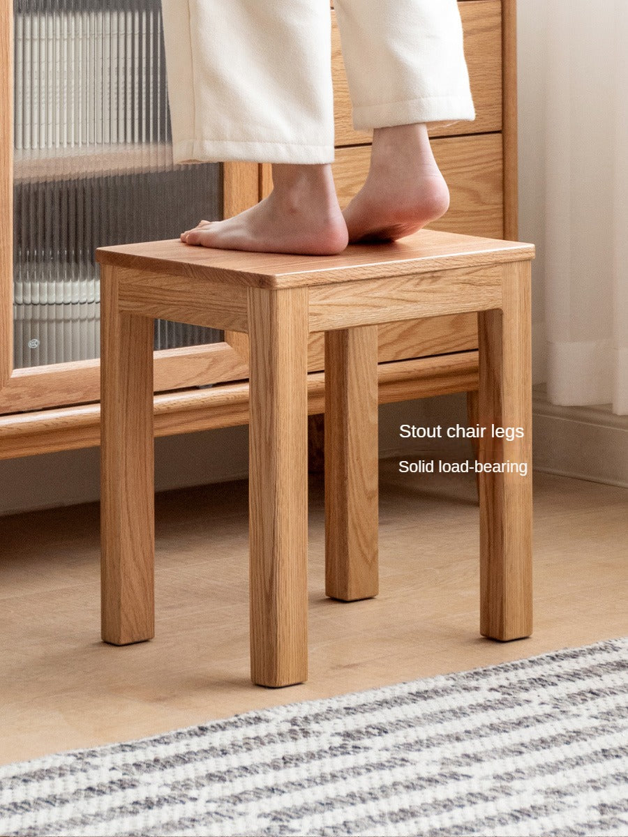 Solid Oak Wood Stool - Rustic Bar Stool, Kitchen Island Stool & Counter Height Stool for Home, Cafe and Restaurant Use
