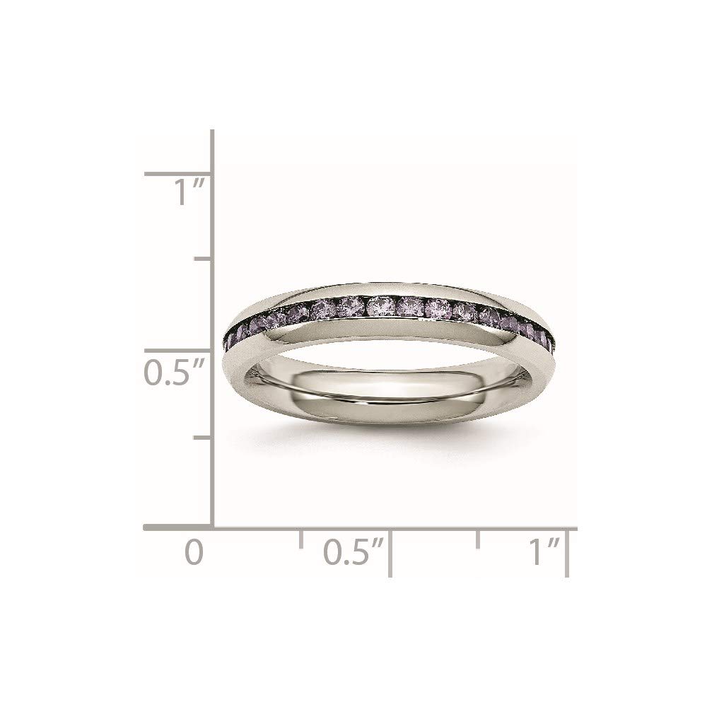 4mm Purple CZ Ring for Women - Stainless Steel Jewelry Gift for Her - Perfect for Valentine's Day