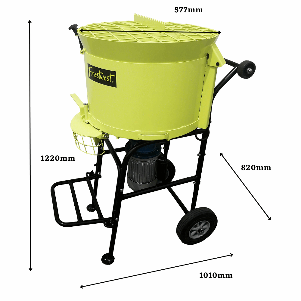 Forestwest 80L Pan Mortar Mixer 1100W Electric Concrete Mixer - Heavy Duty Cement Mixer for Construction, Screeding, and DIY Projects - Perfect for Mixing Mortar, Concrete, and Plaster