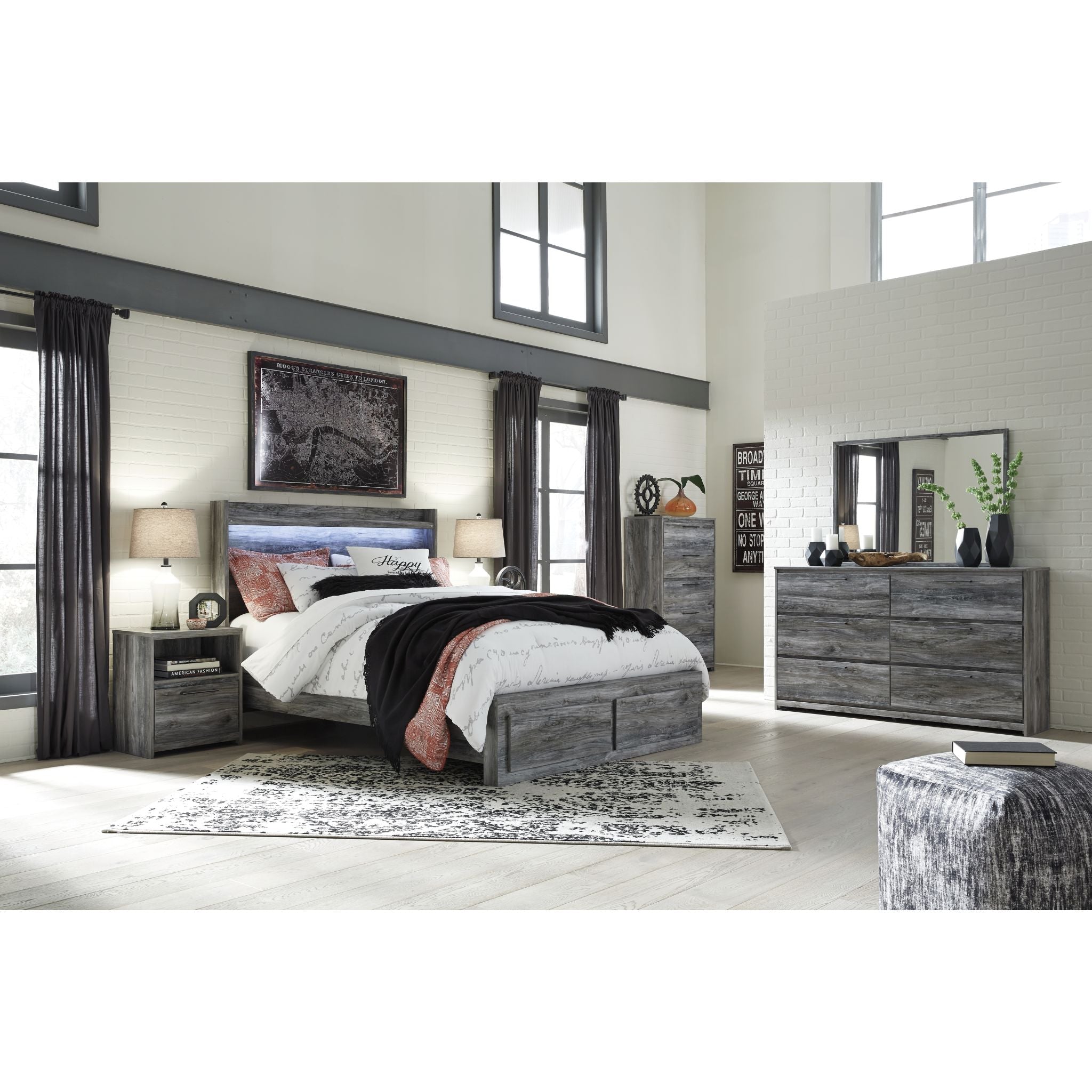 Baystorm Nightstand with Drawer - Modern Gray Bedside Table for Bedroom, Living Room, or Office - Compact Storage Solution for Small Spaces