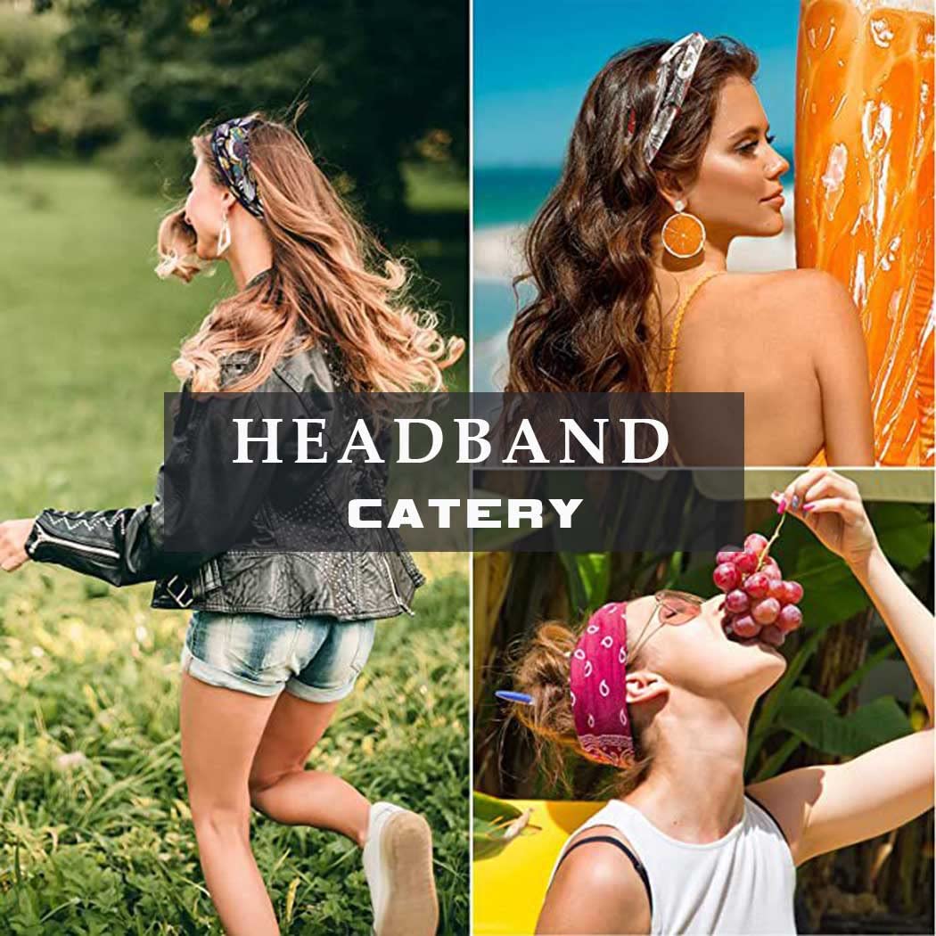 Boho Stretchy Knotted Headbands for Women & Girls - Pack of 3 Wide Hair Bands & Turban Headwraps in Blue - Perfect for Yoga, Workouts, and Casual Fashion