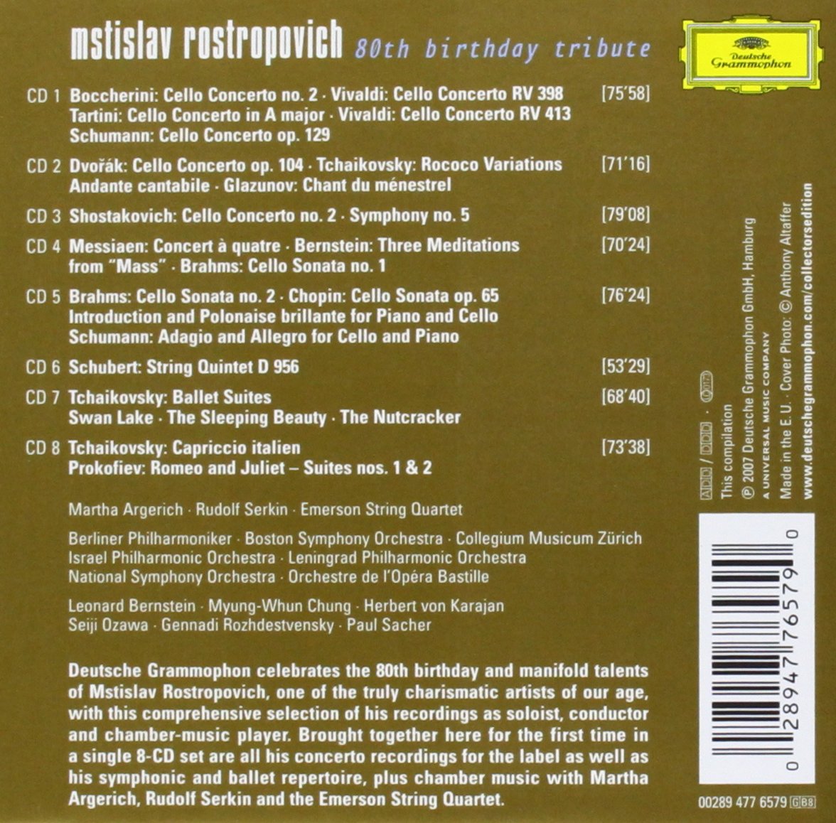 The Glory of Rostropovich: 80th Birthday Tribute - Classical Music CD for Cello Lovers, Perfect for Gifting & Special Occasions