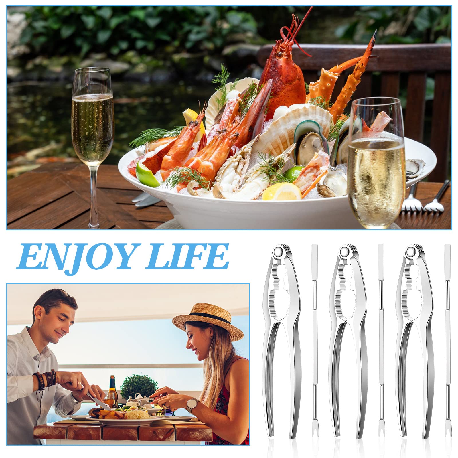 Premium 41-Piece Seafood Tools Set - Stainless Steel Lobster Crackers, Forks & Nut Crackers with Storage Bag | Perfect for Kitchen, Parties & Seafood Lovers | Durable Shellfish Opener Set for Crab, Lobster & Clams