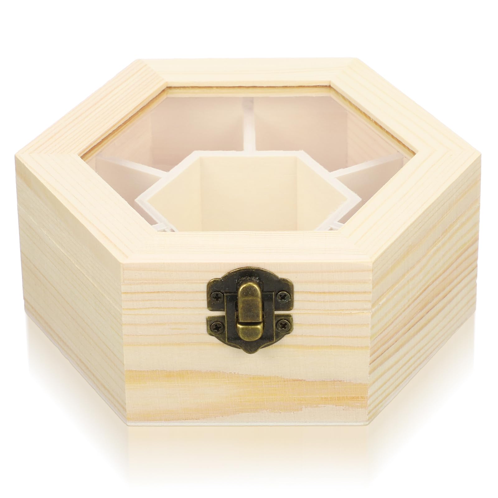 Hexagon Wooden Jewelry Box - Handmade DIY Unfinished Jewelry Organizer for Earrings, Necklaces & Treasures | Perfect for Gift Giving, Home Decor & Craft Projects
