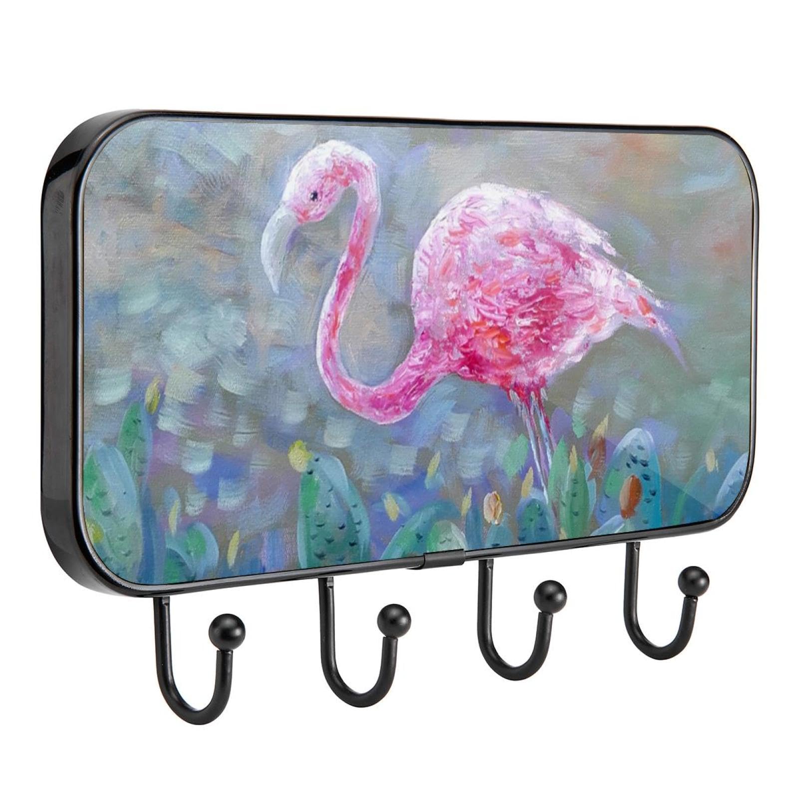 GIAPB Flamingo Wall Hooks - Adhesive Hanging Hooks for Keys, Hats, Towels - Animal Art Decor for Bathroom, Kitchen, Bedroom Organization