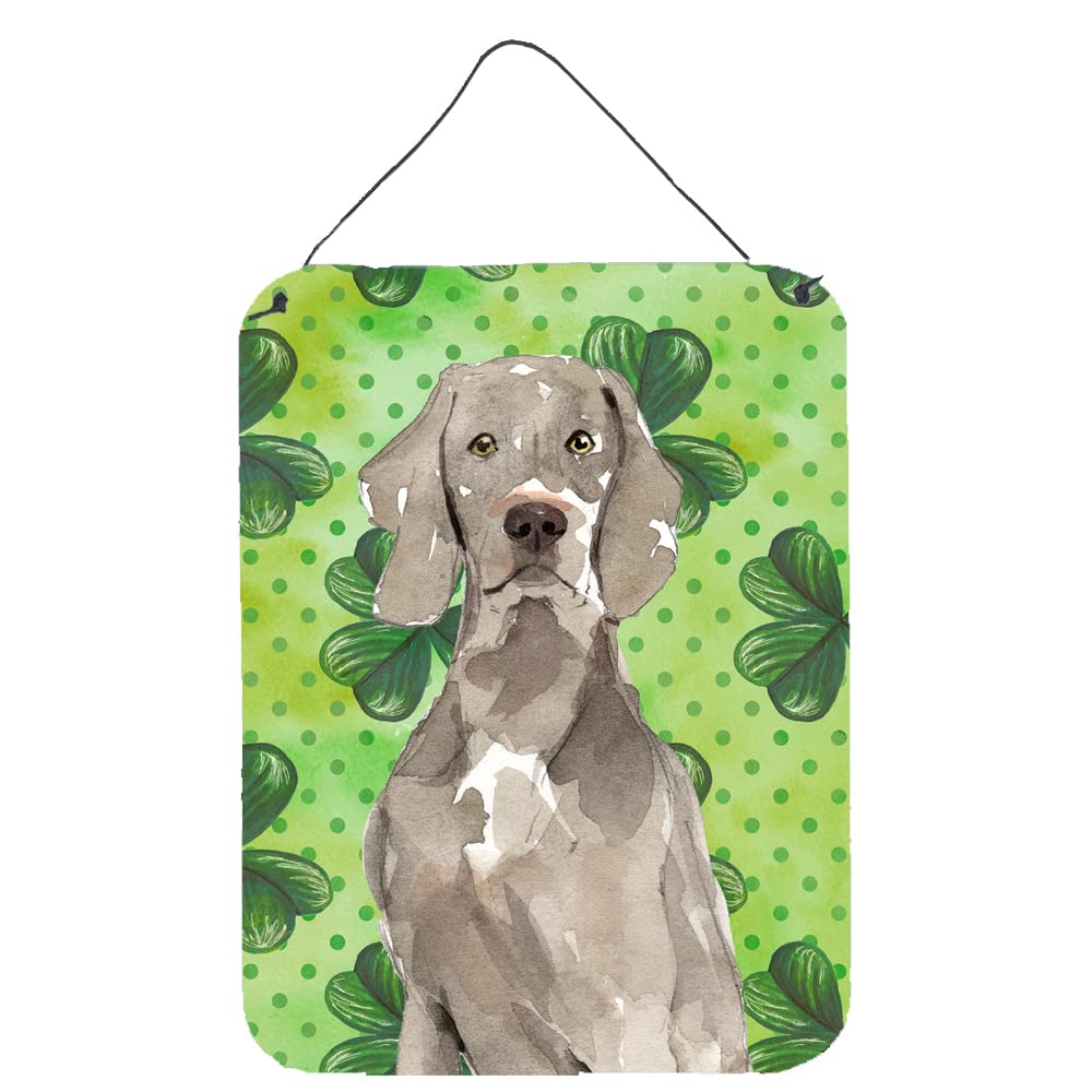 Shamrocks Weimaraner Wall Decor - 12x16 Aluminum Metal Sign for Kitchen, Bar, Bathroom & Front Door - Home & Office Art Plaque - Perfect for St. Patrick's Day & Dog Lover Gifts